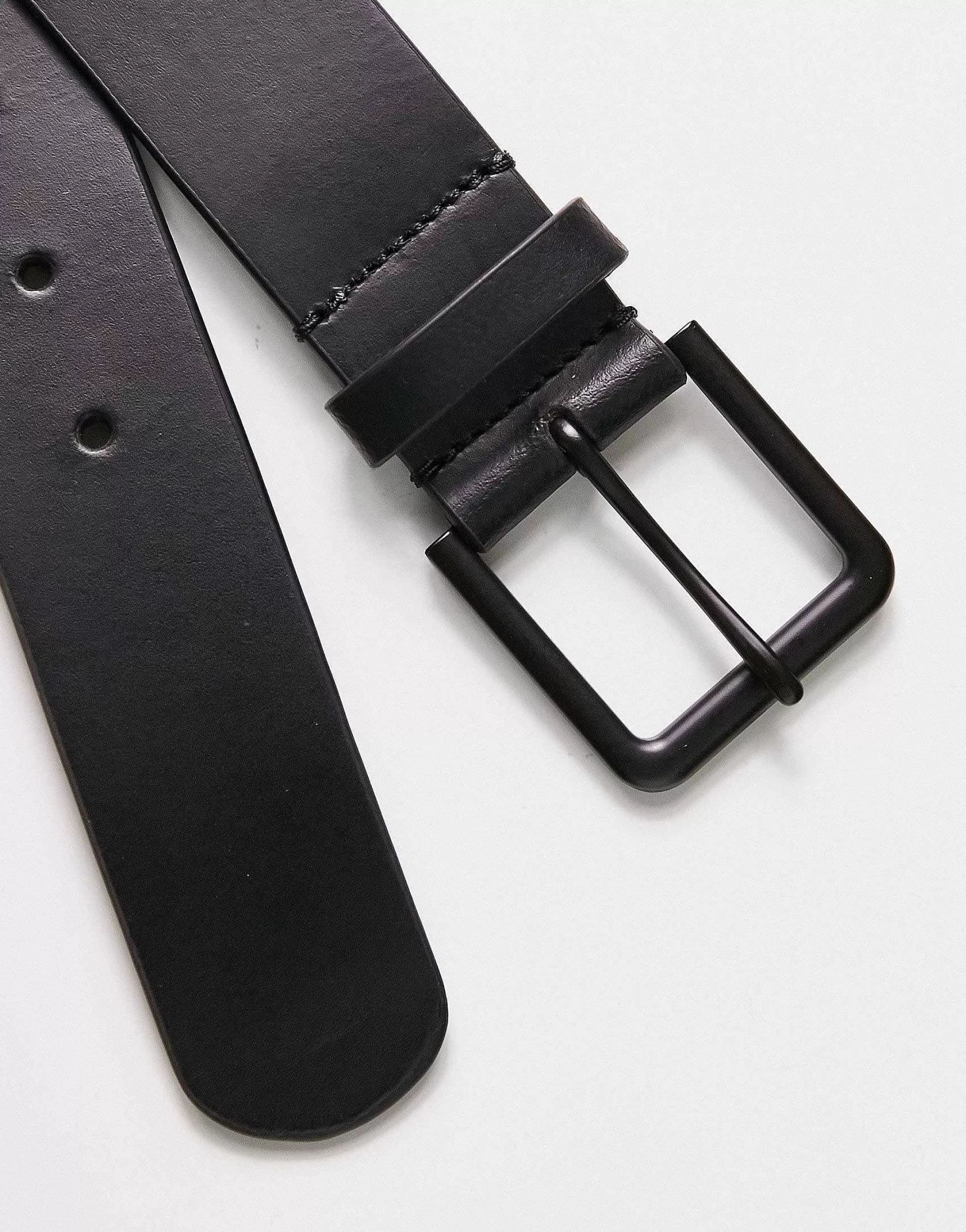 Men DESIGN Smart Leather Belt With Matte Buckle In