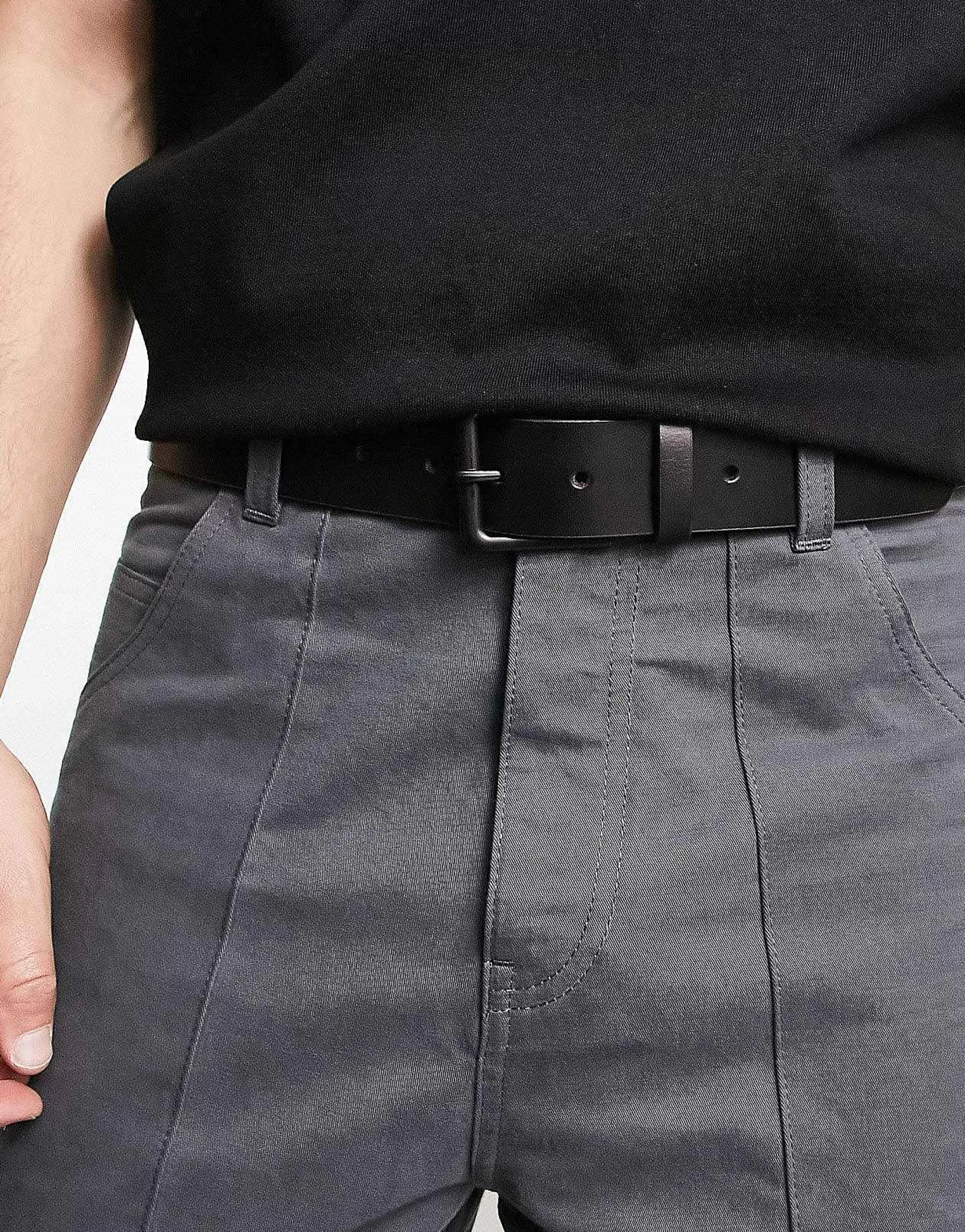 Men DESIGN Smart Leather Belt With Matte Buckle In