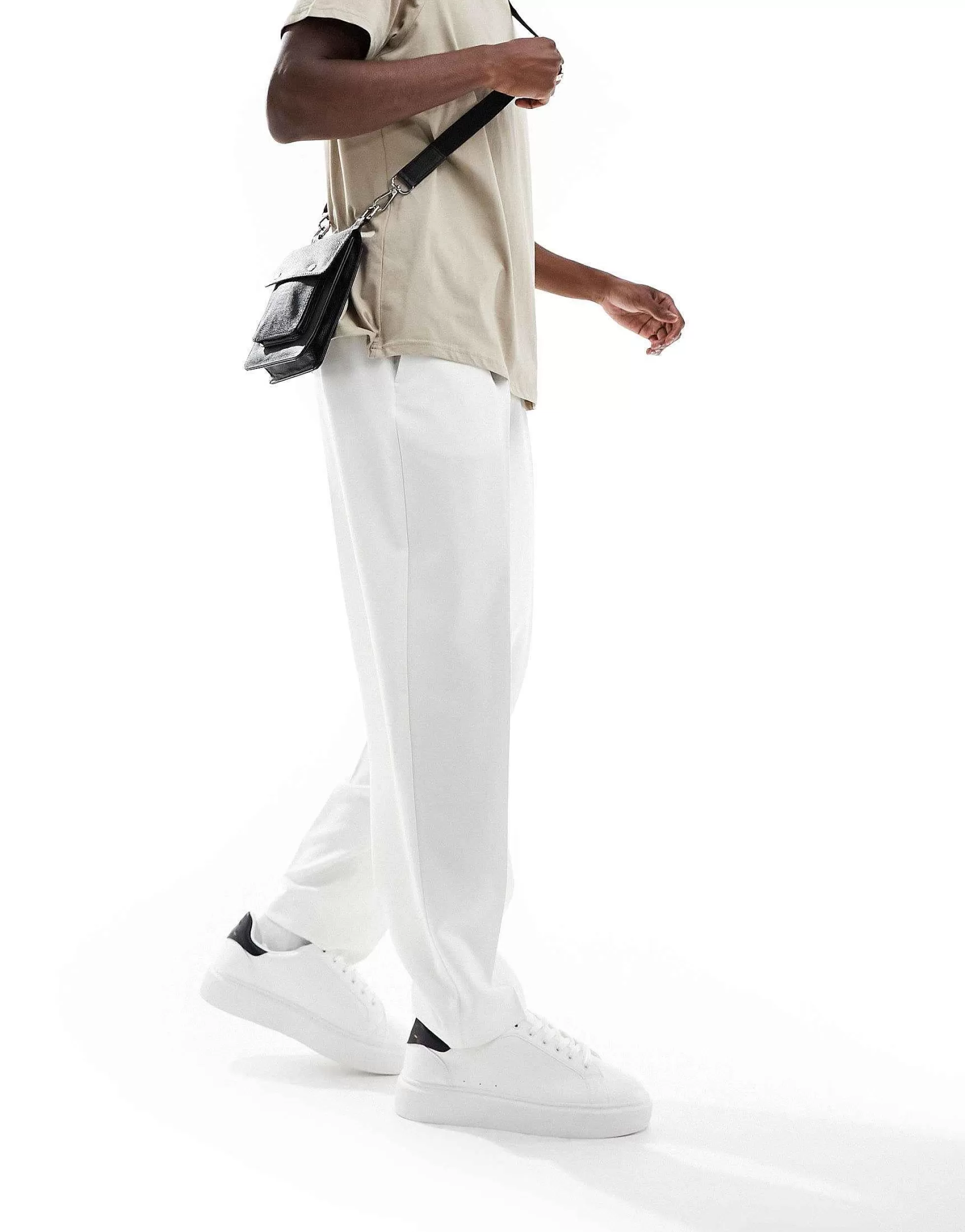 Men DESIGN Smart Oversized Tapered Fit Trousers In