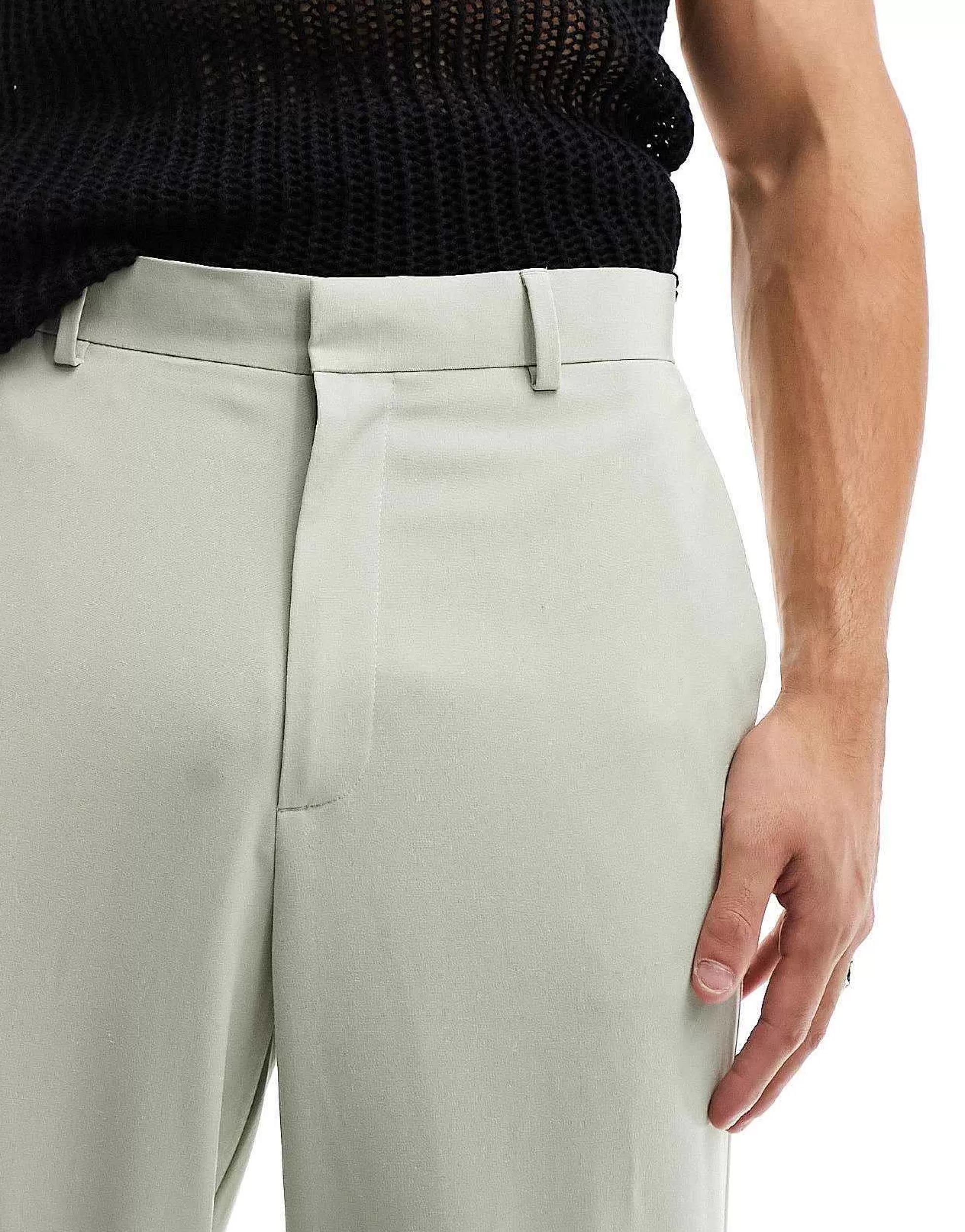Men DESIGN Smart Wide Leg Trousers With Tie Cuffs In