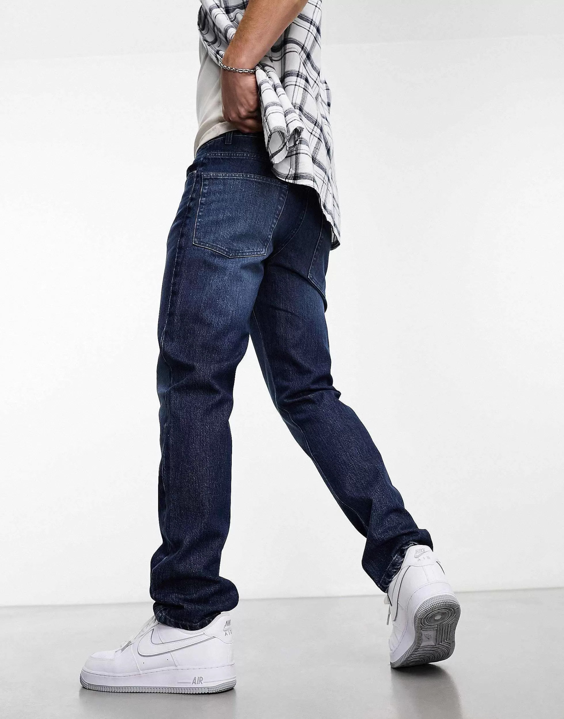 Men DESIGN Stretch Slim Jeans In Vintage Dark Blue