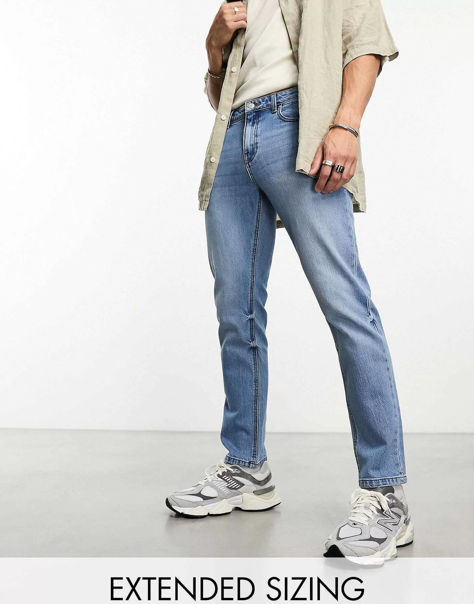 Men DESIGN Stretch Slims Jeans In Vintage Light Blue