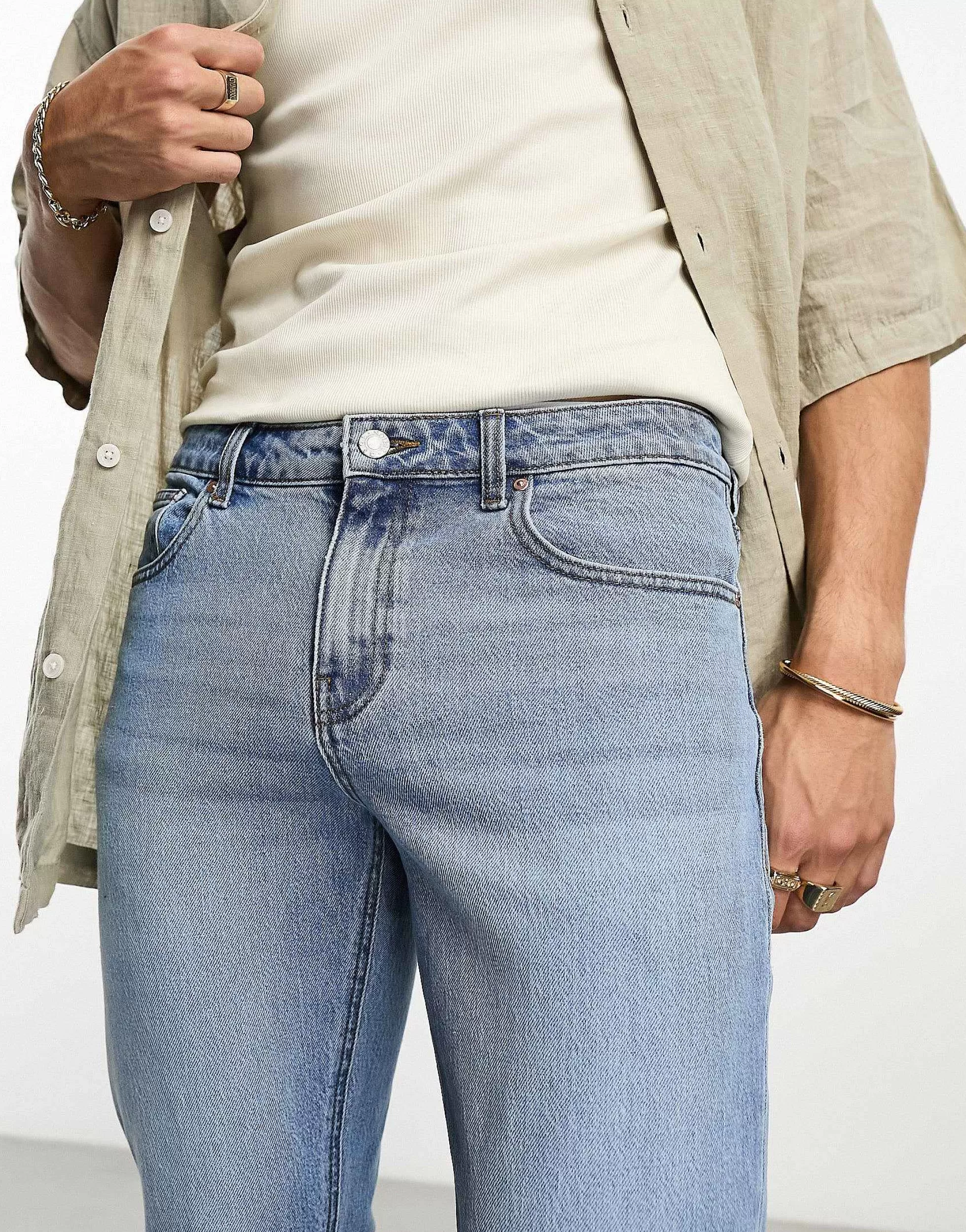 Men DESIGN Stretch Slims Jeans In Vintage Light Blue