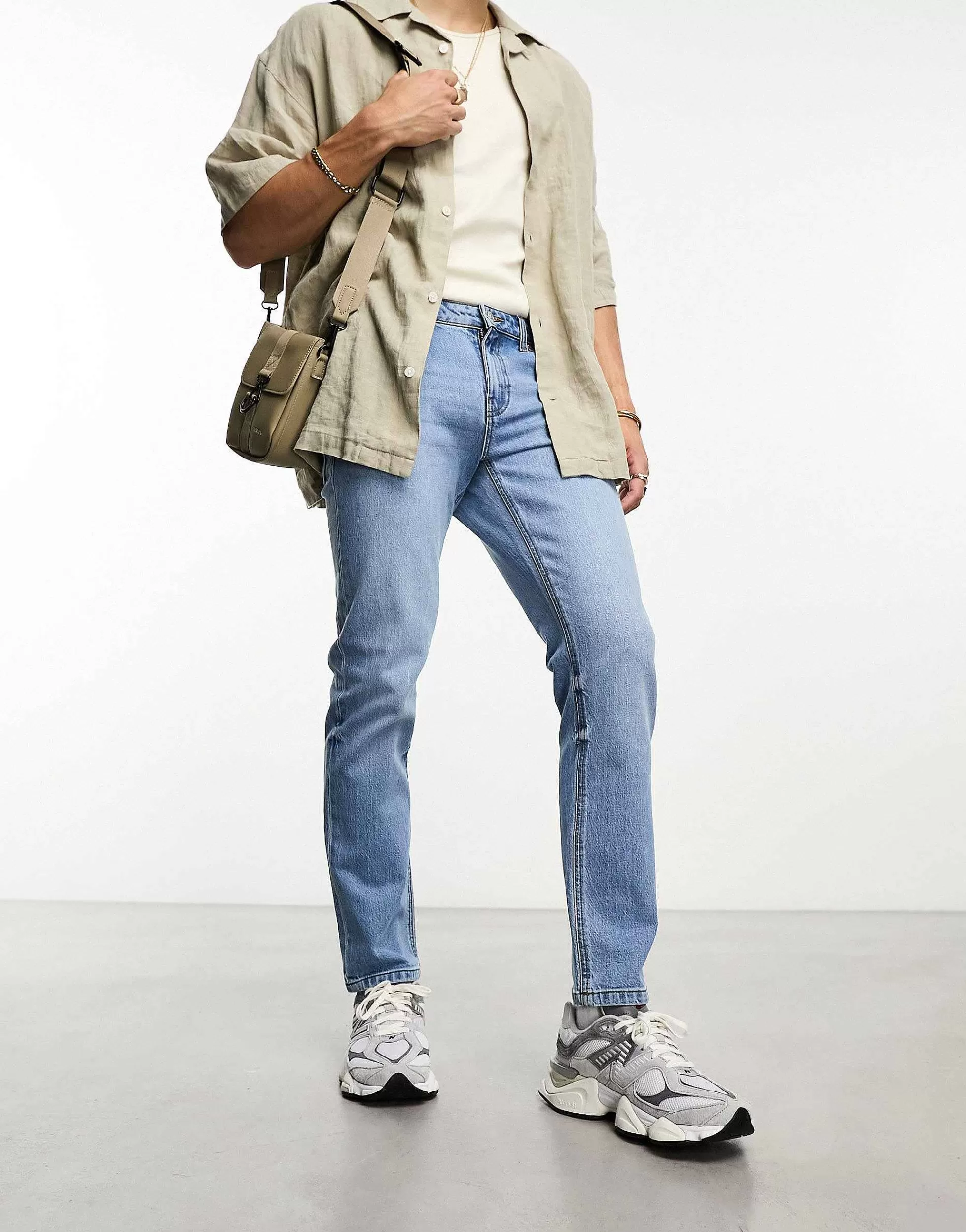 Men DESIGN Stretch Slims Jeans In Vintage Light Blue