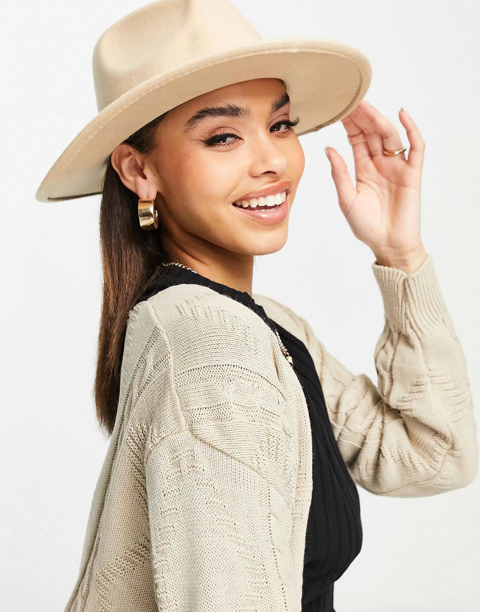 Women DESIGN Structured Fedora With Size Adjuster In Stone