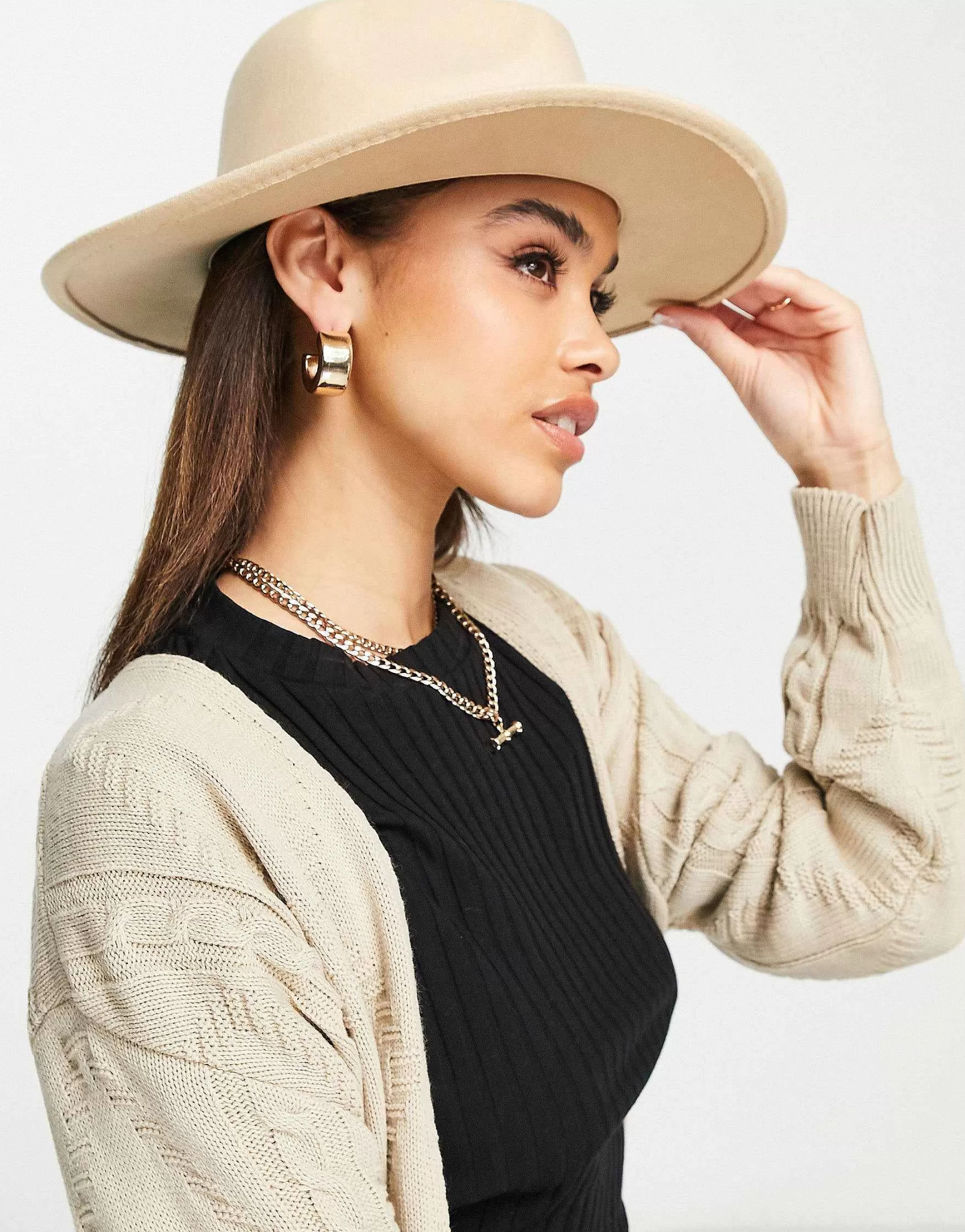 Women DESIGN Structured Fedora With Size Adjuster In Stone