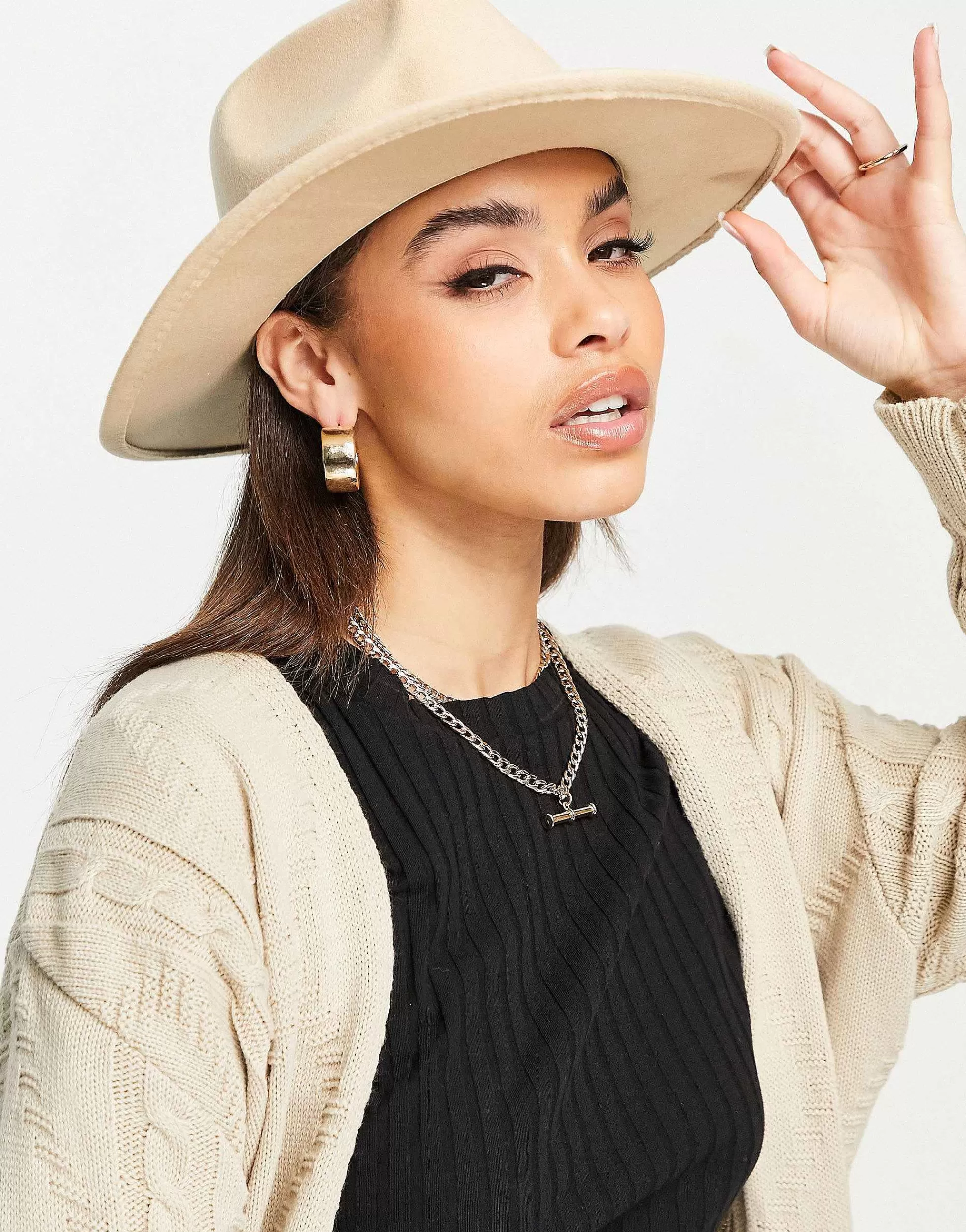 Women DESIGN Structured Fedora With Size Adjuster In Stone