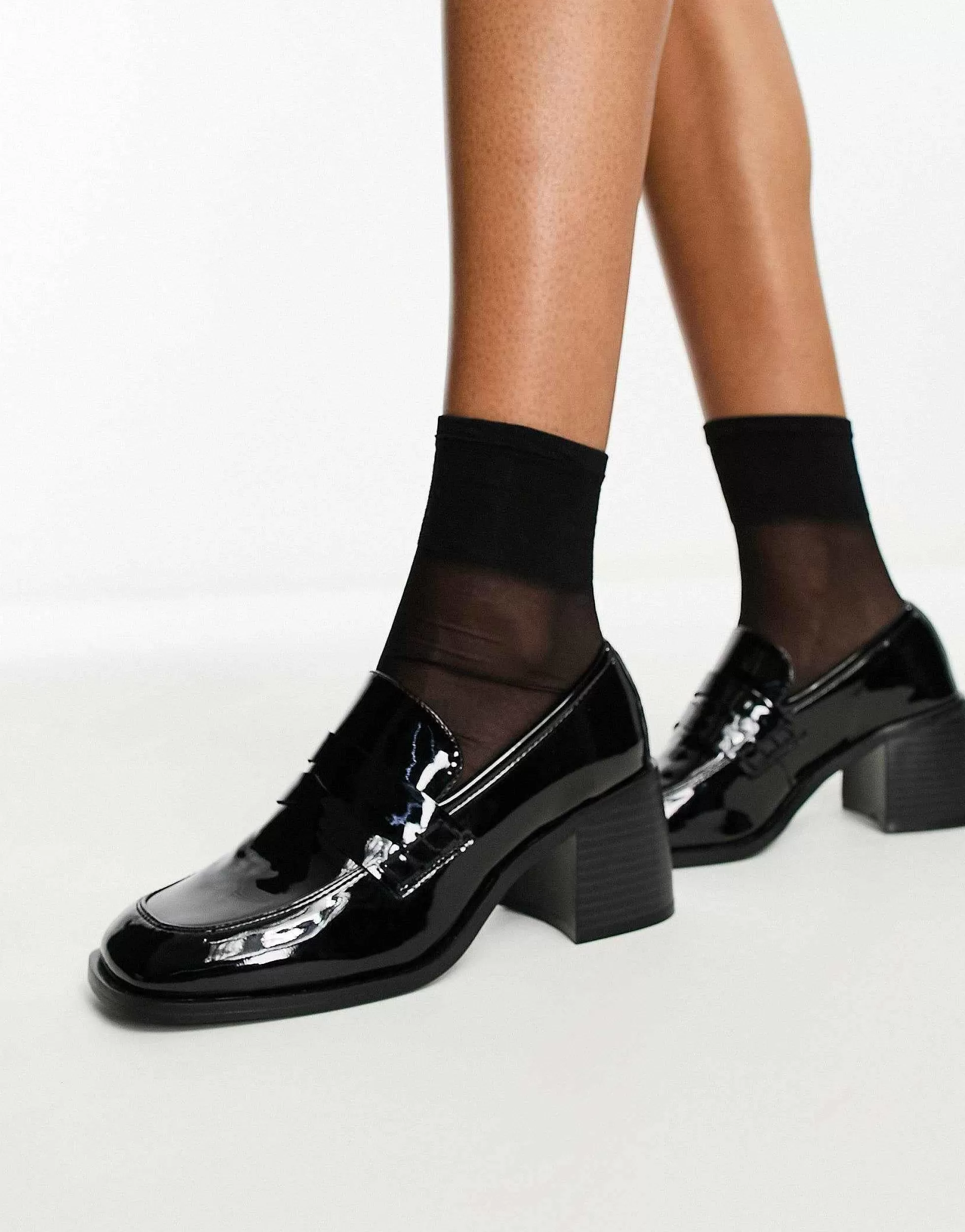 Women DESIGN Substitute Smart Mid Heeled Loafers In Black