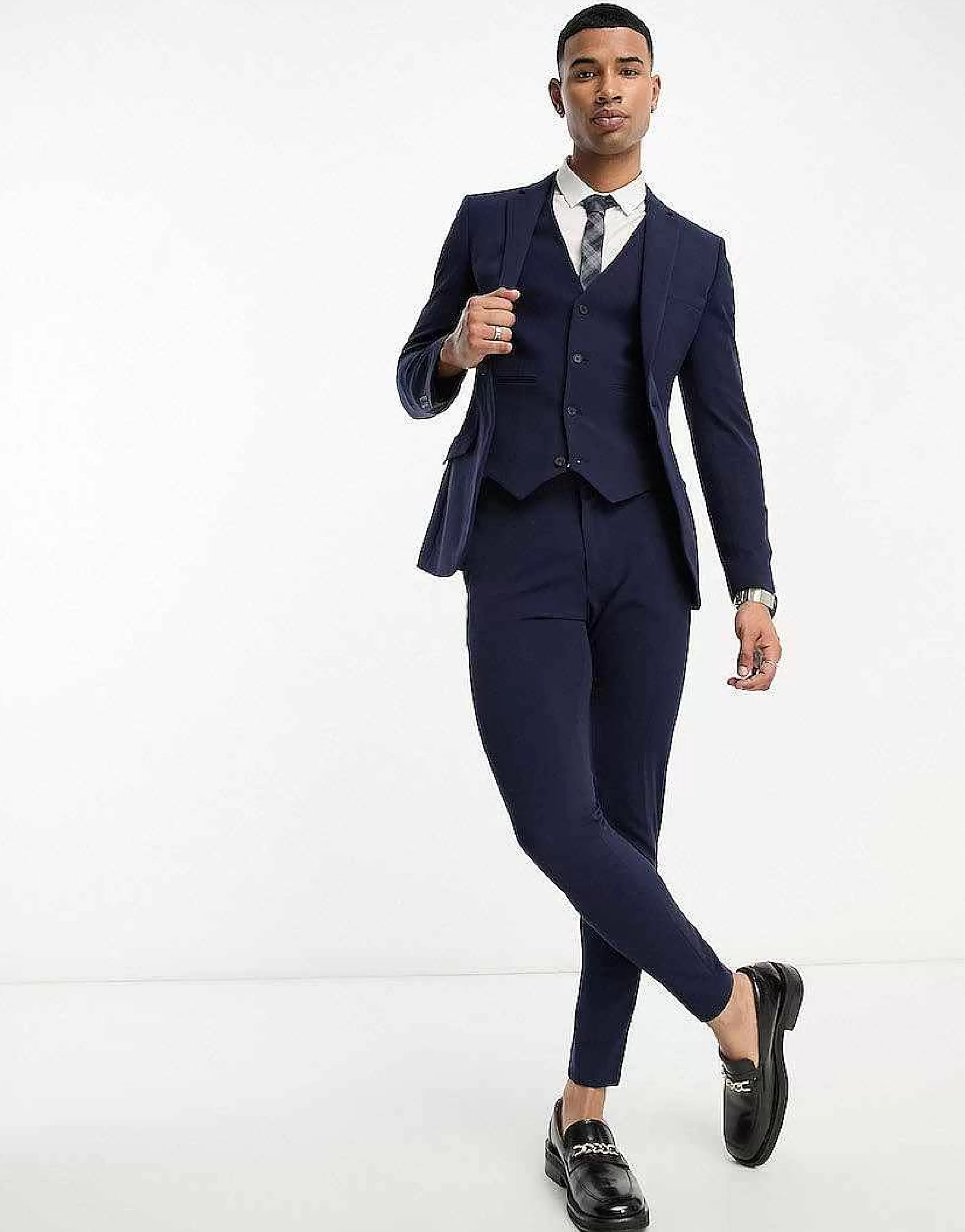 Men DESIGN Super Skinny Suit In Navy
