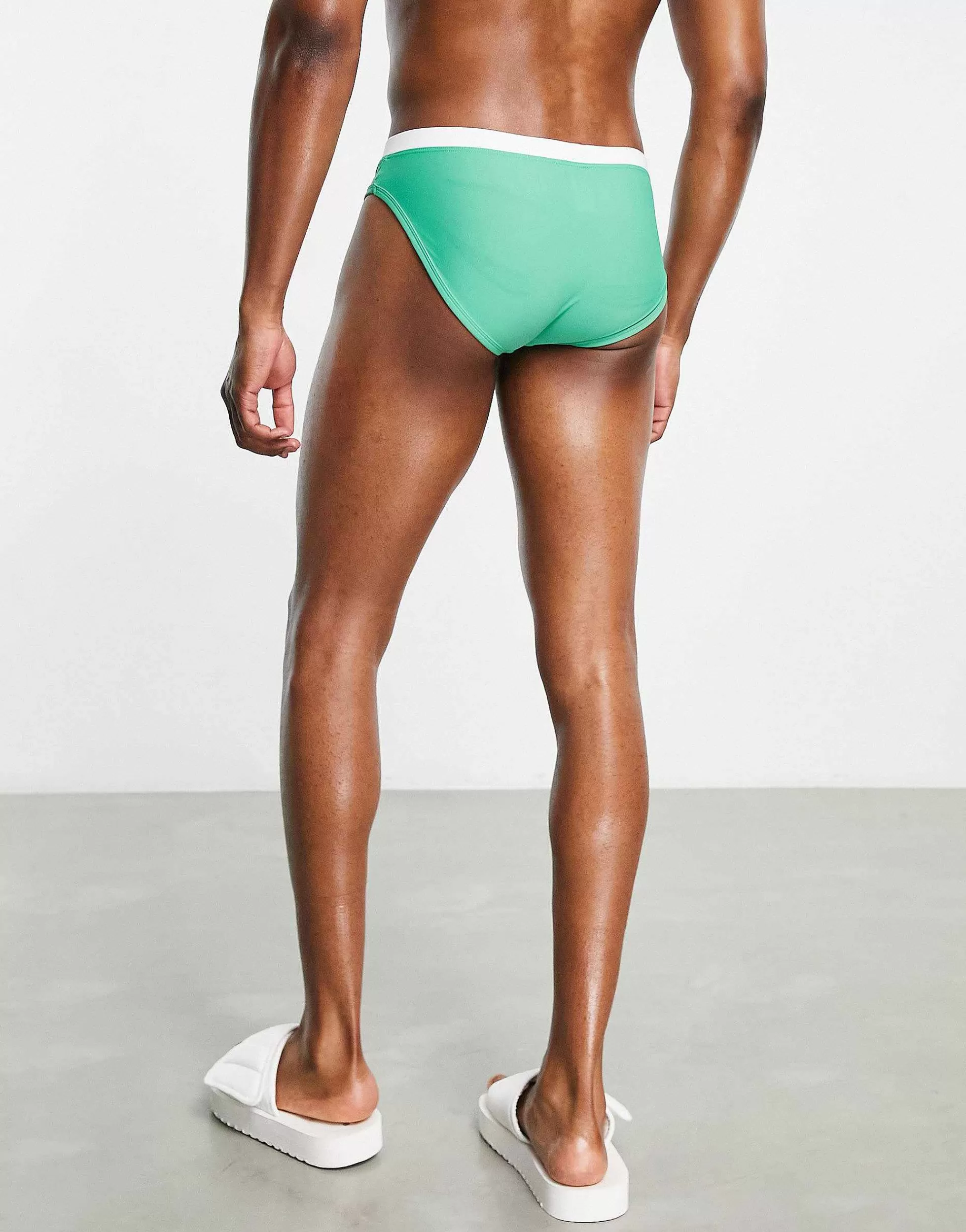 Men DESIGN Swim Briefs With Contrast White Tipping In Bright Green