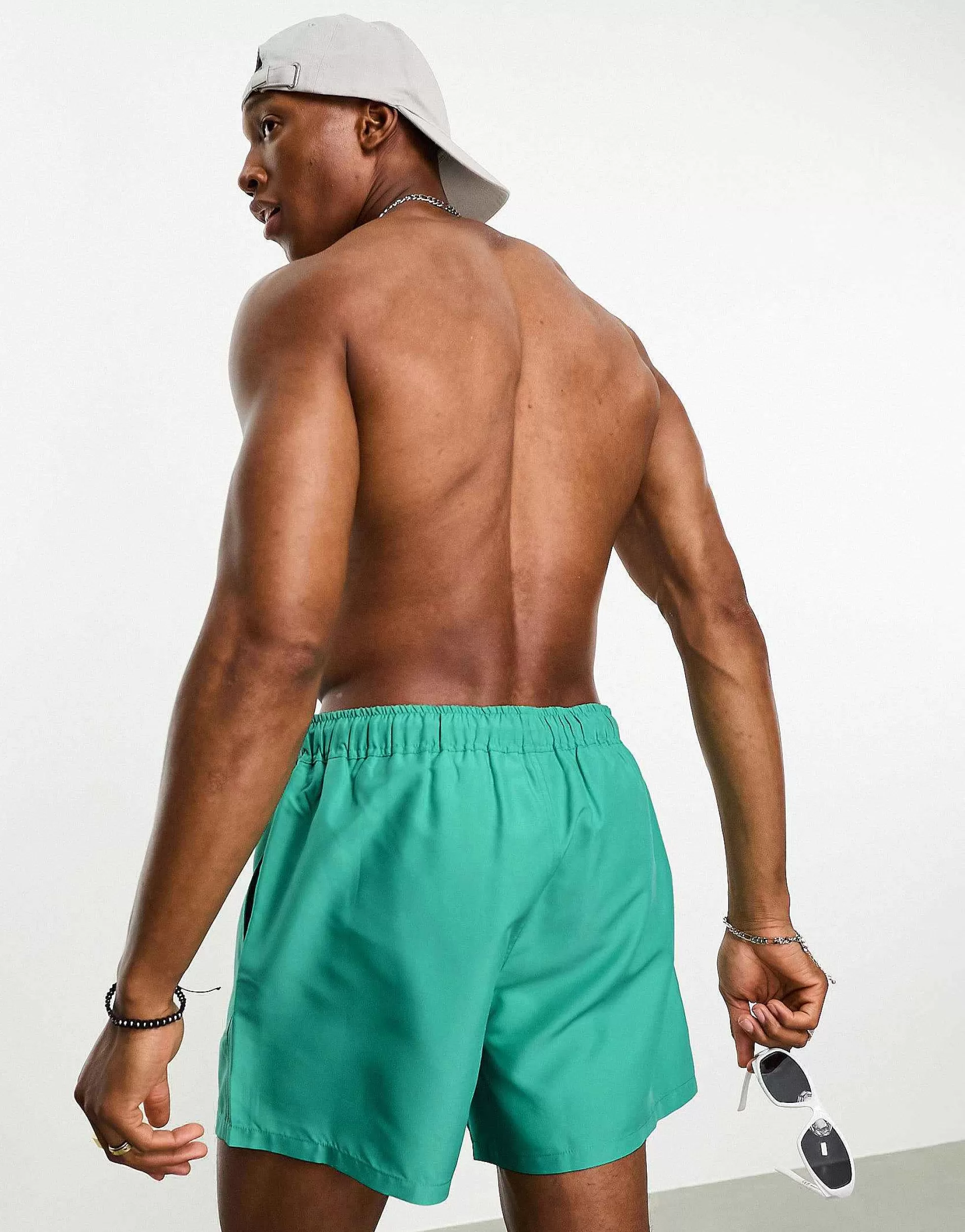 Men DESIGN Swim Shorts In Short Length In Turquoise