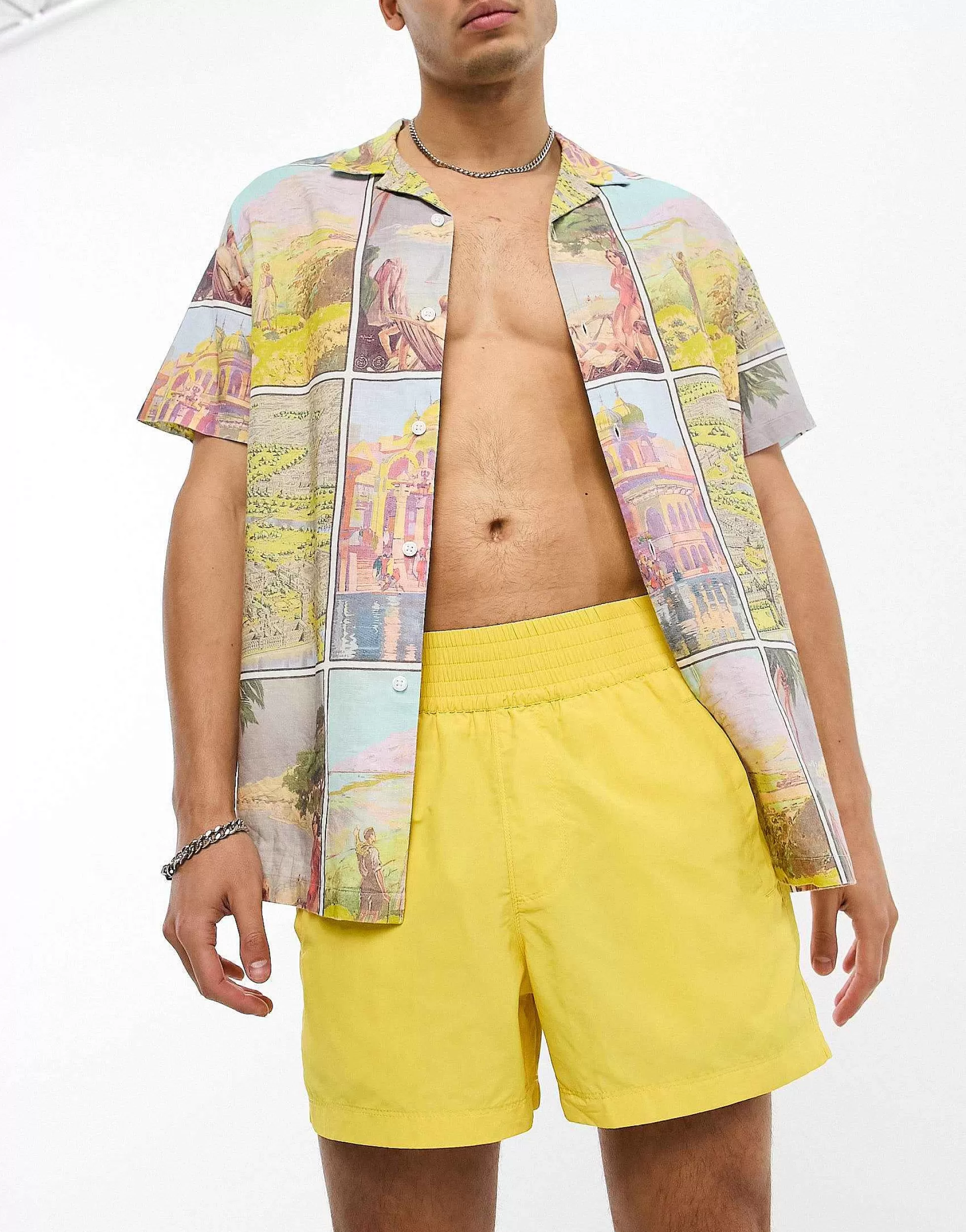 Men DESIGN Swim Shorts In Short Length With Thick Waistband In