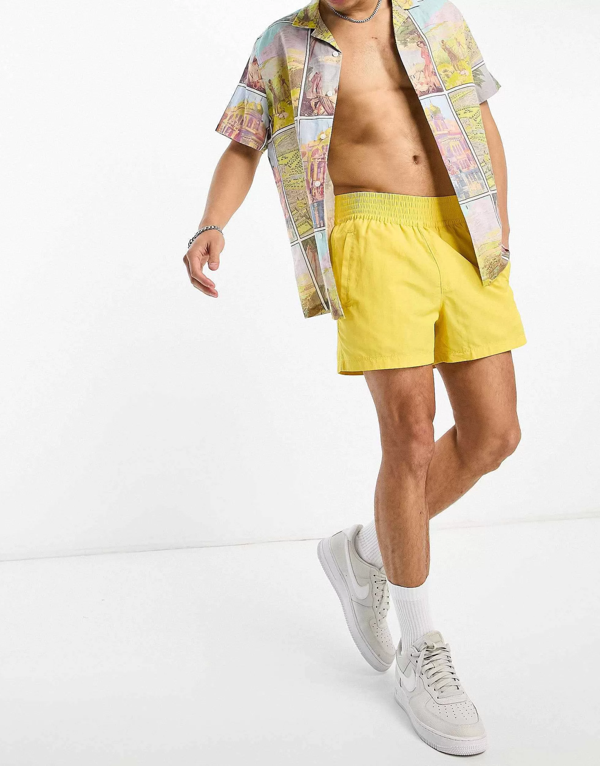 Men DESIGN Swim Shorts In Short Length With Thick Waistband In