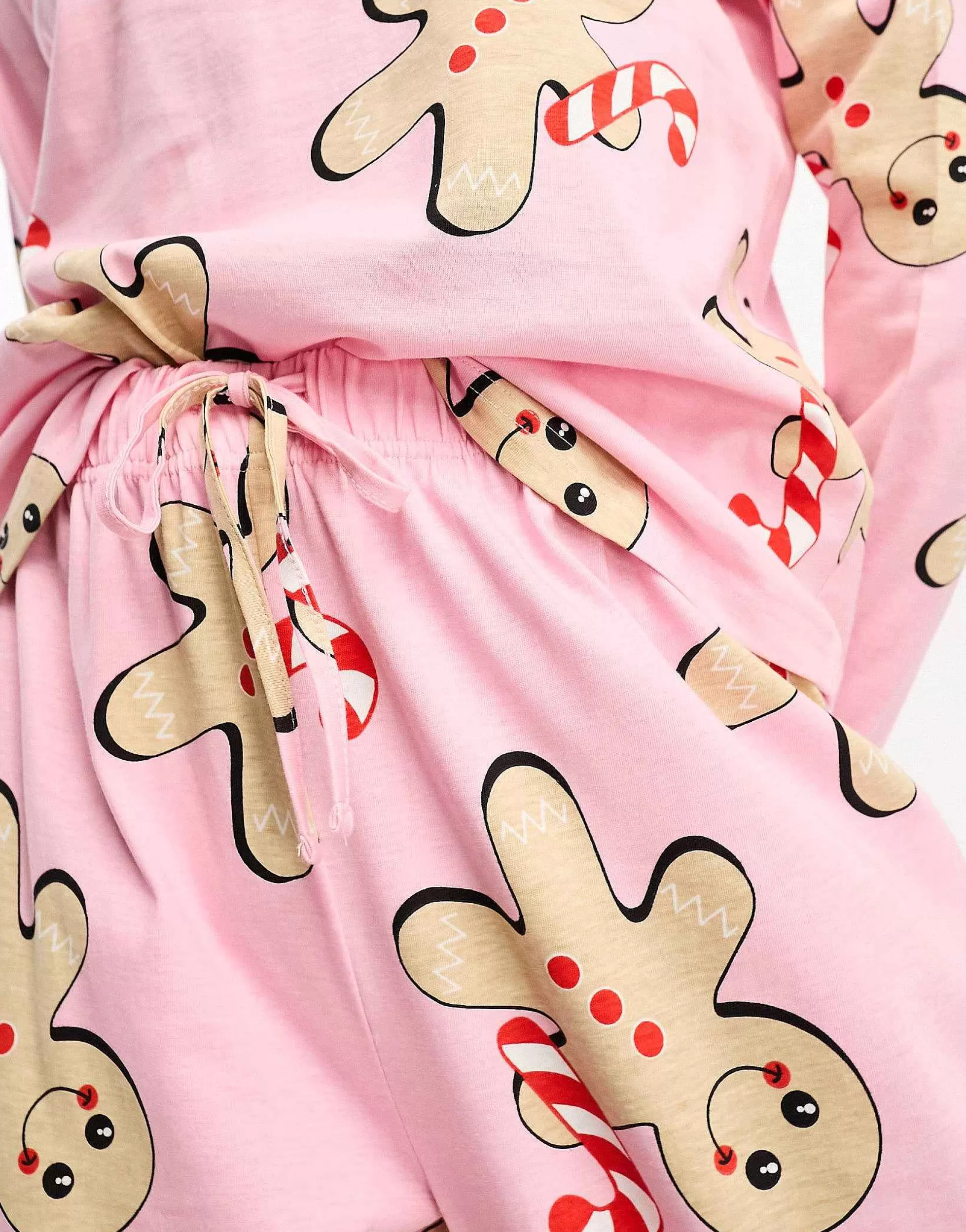 Women DESIGN Tall Christmas Gingerbread Long Sleeve Top & Trouser Pyjama Set In