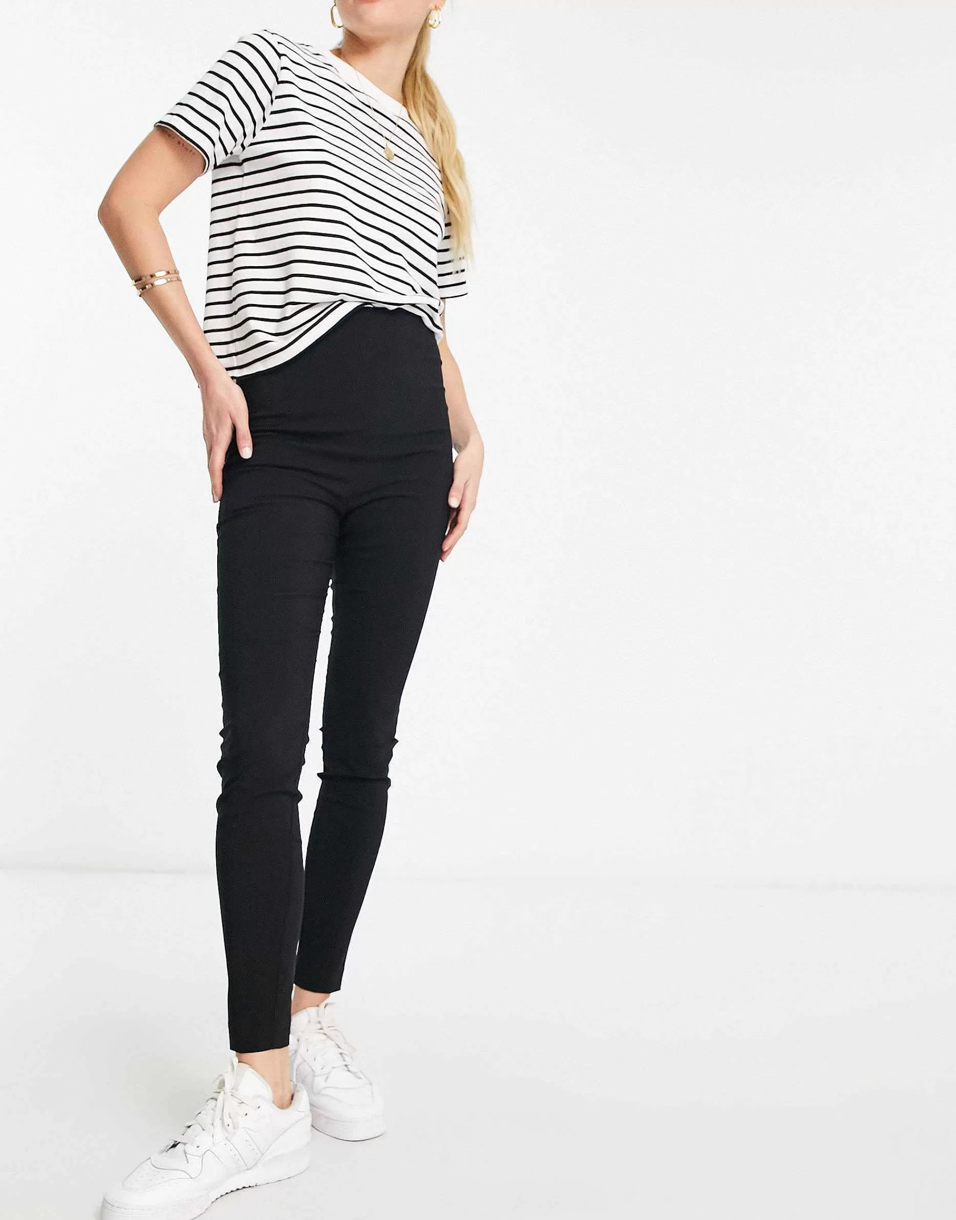 Women DESIGN Tall High Waist Trousers Skinny Fit In