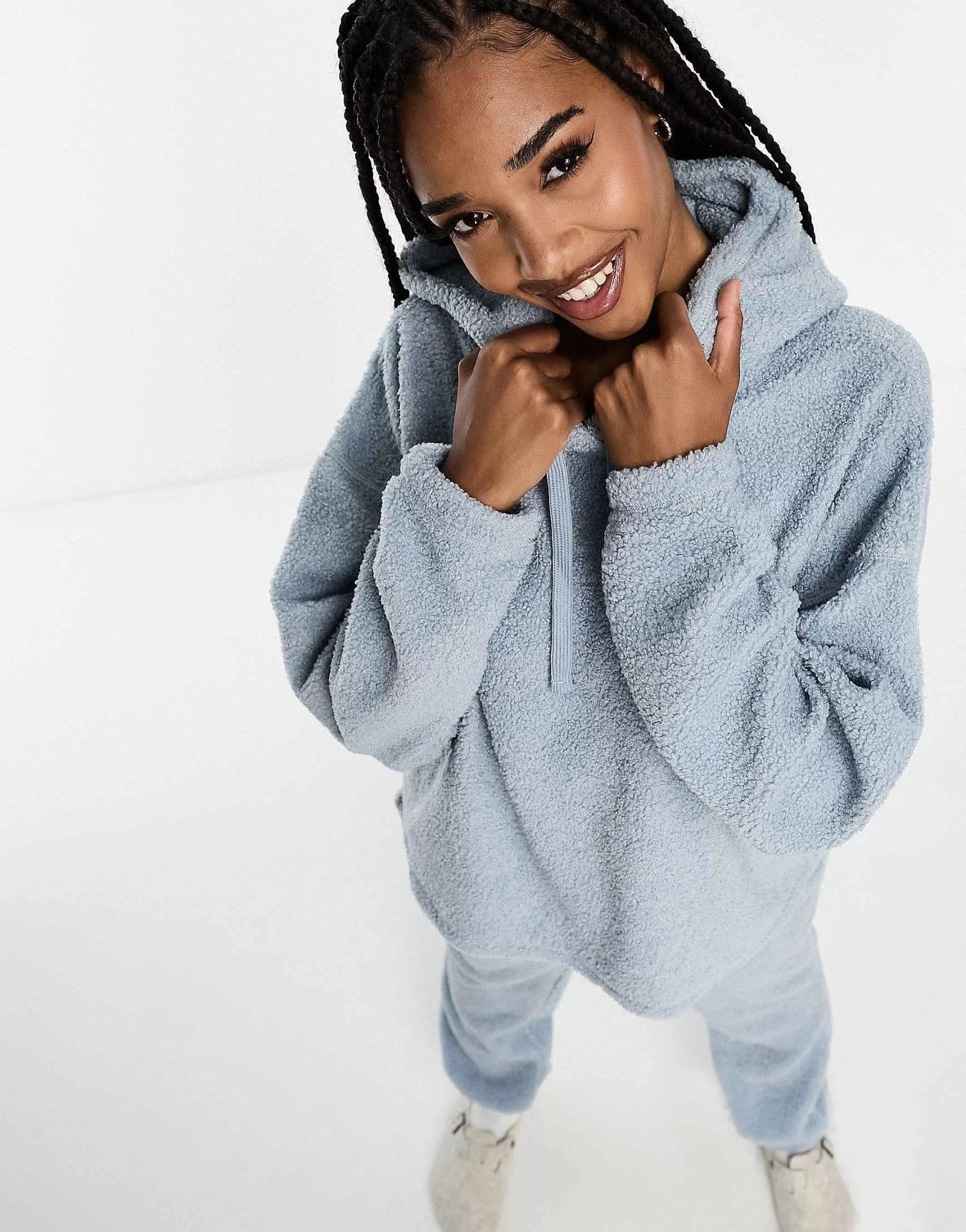 Women Tall Design Lounge Borg Hoodie & Jogger Set In
