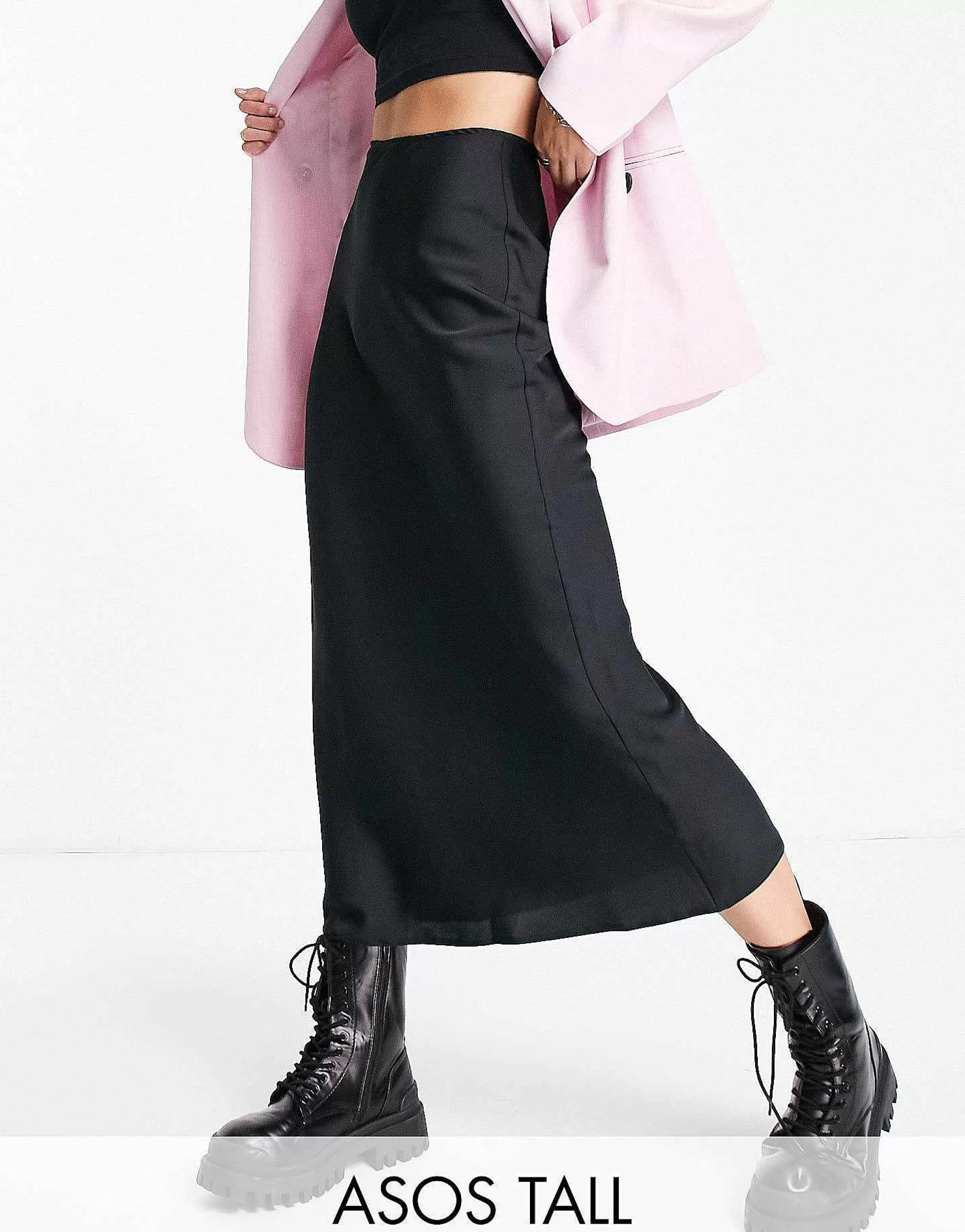 Women DESIGN Tall Satin Bias Midi Skirt In