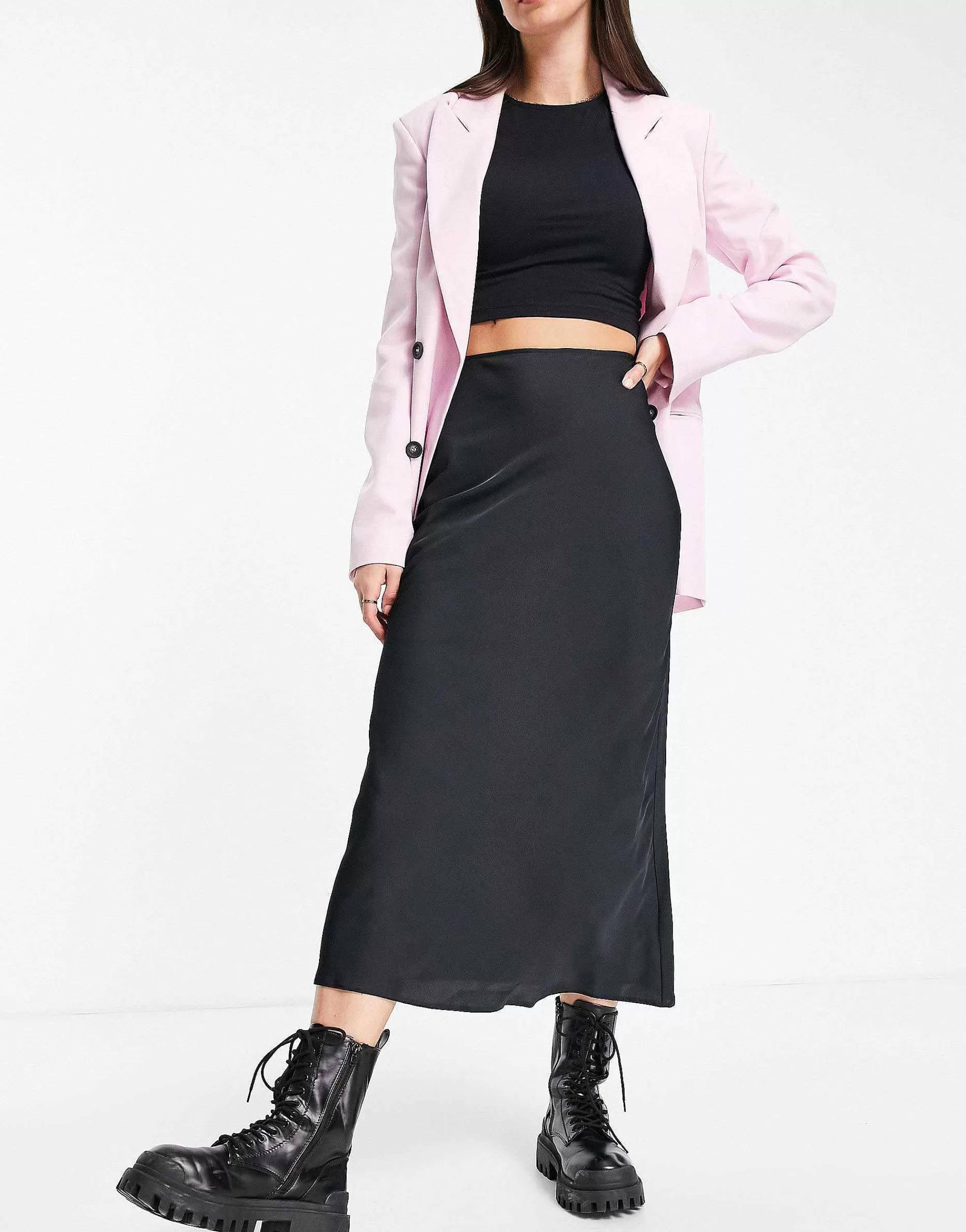 Women DESIGN Tall Satin Bias Midi Skirt In