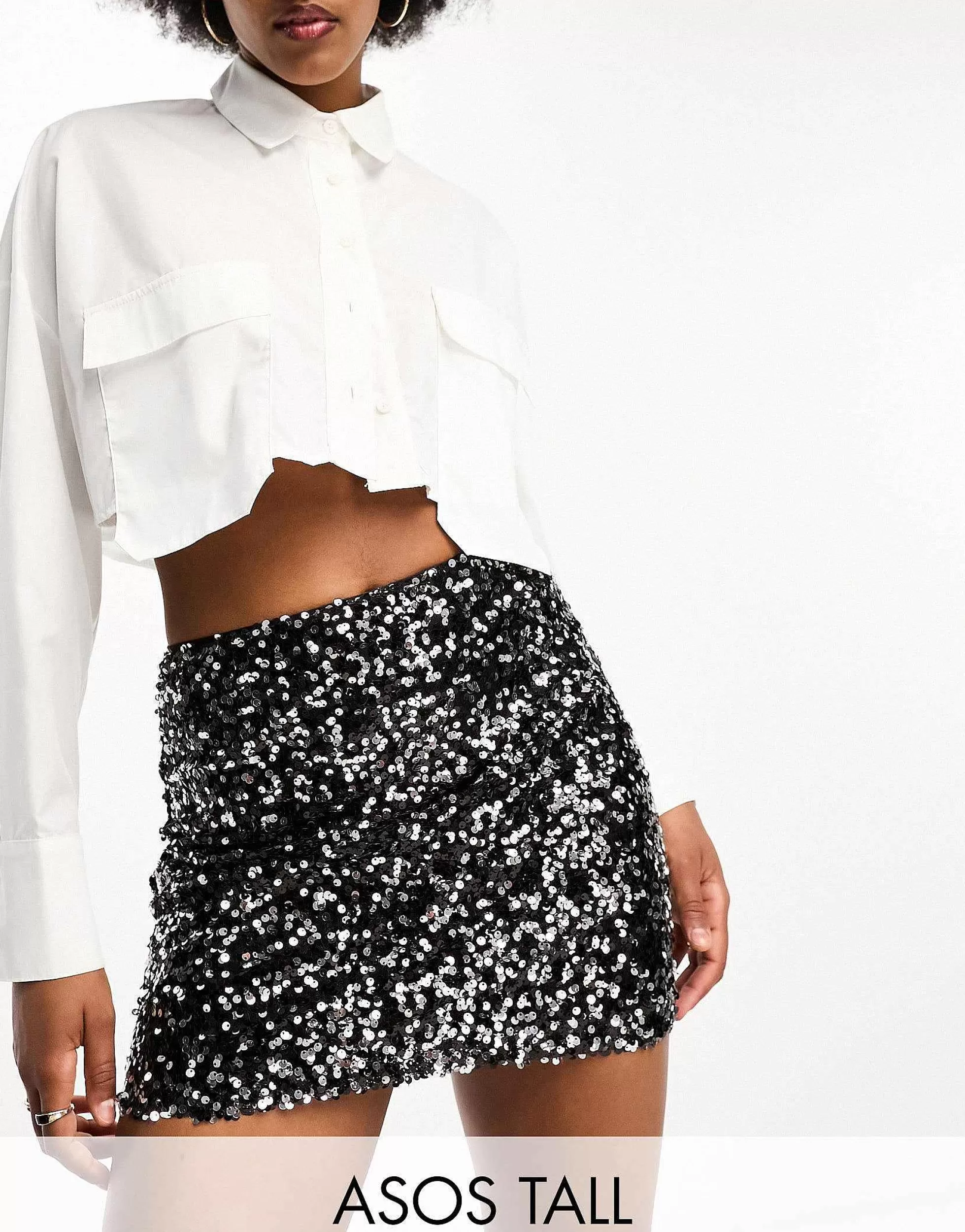 Women Tall Design Sequin Mini Skirt In