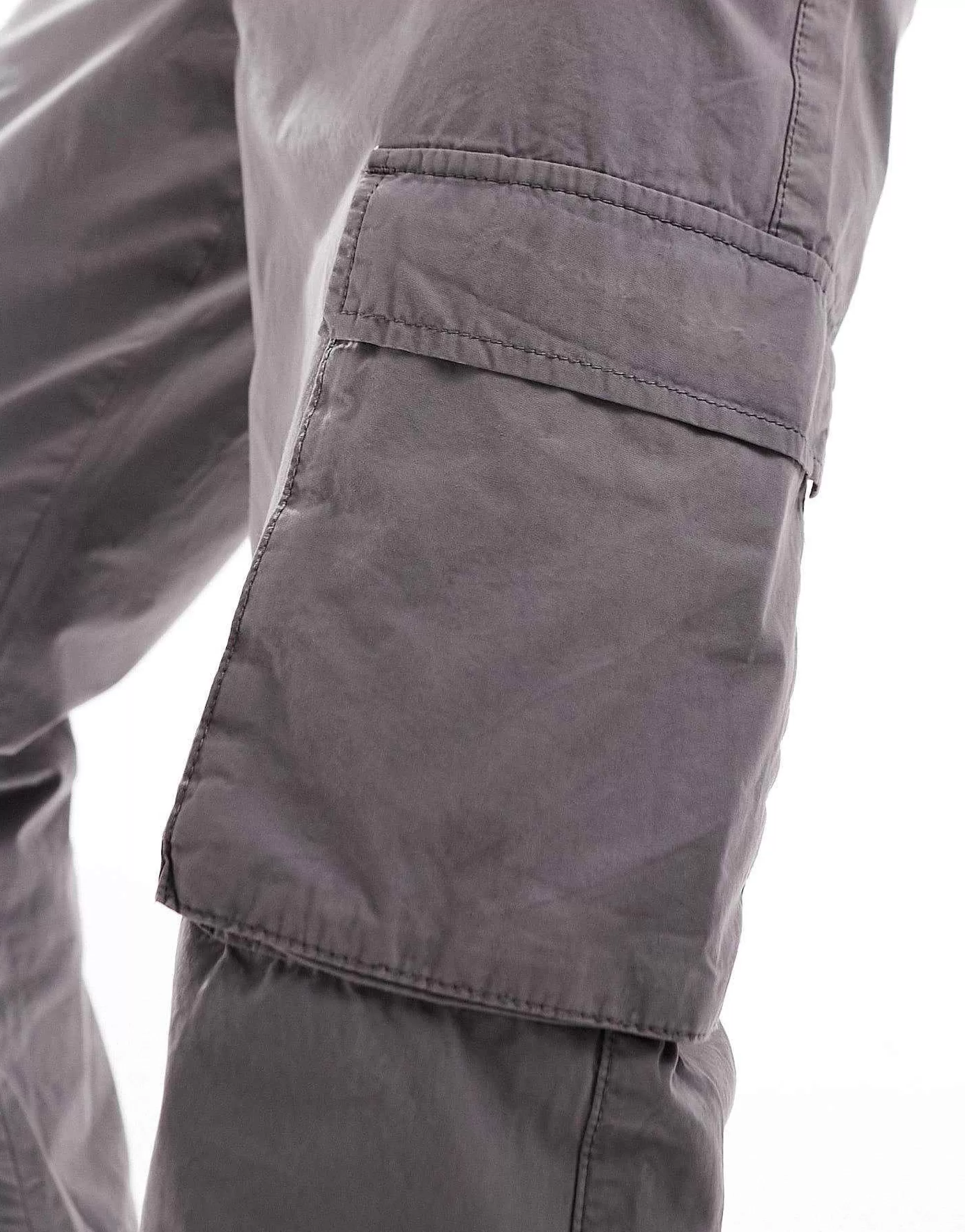 Men DESIGN Tapered Pull On Cargo Trouser In Washed With Elasticated Waist