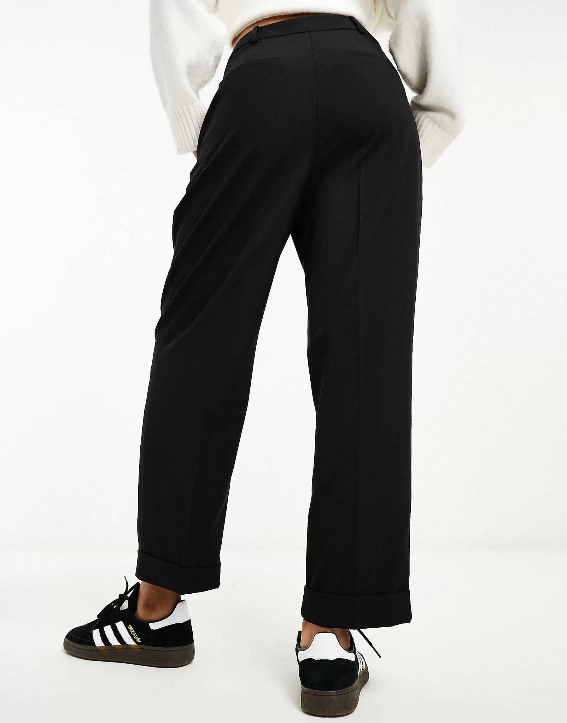 Women DESIGN Tapered Trouser With Turn Up Hem In