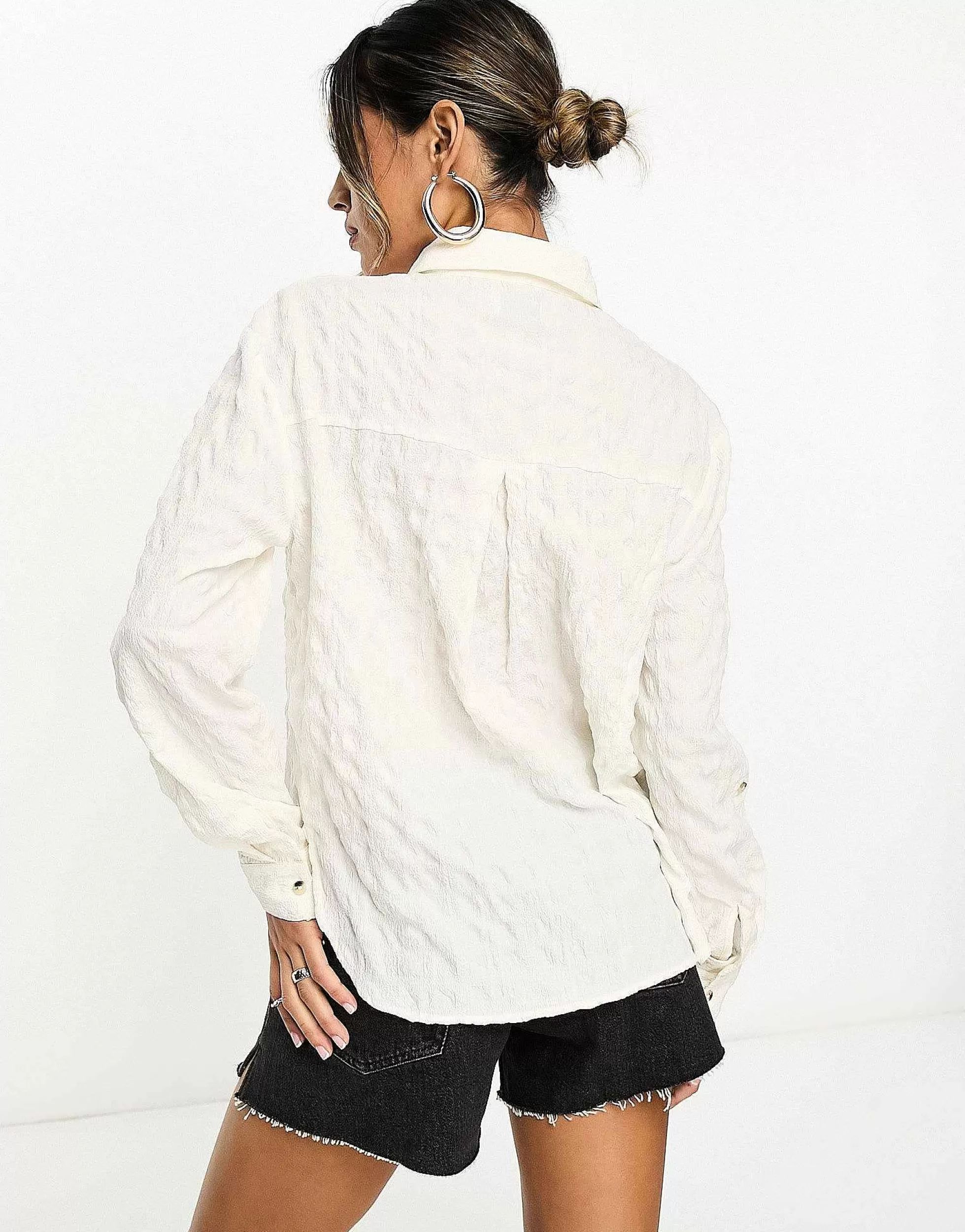 Women DESIGN Textured Relaxed Button Through Shirt In
