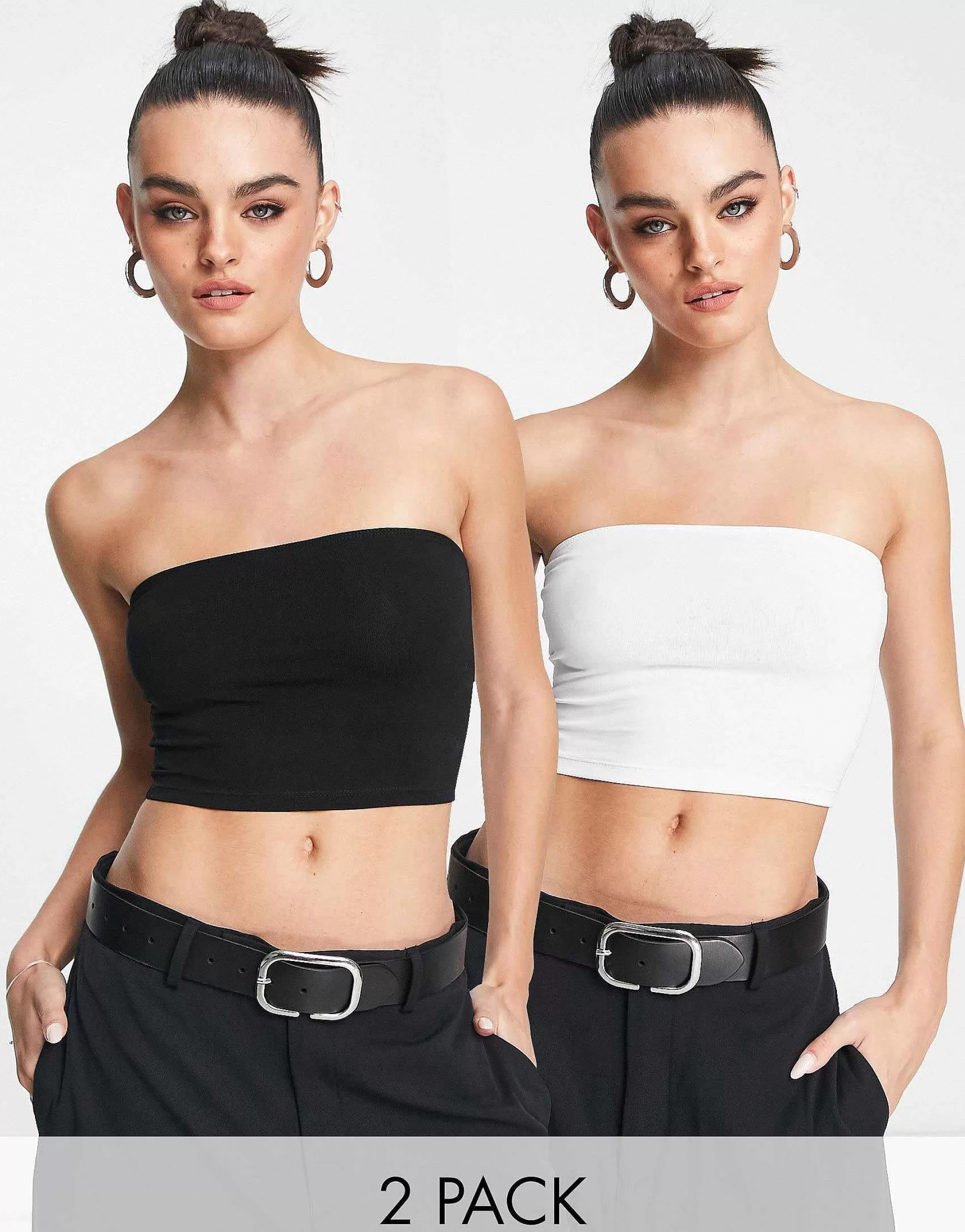 Women DESIGN Ultimate Crop Bandeau Top 2 Pack In Multi