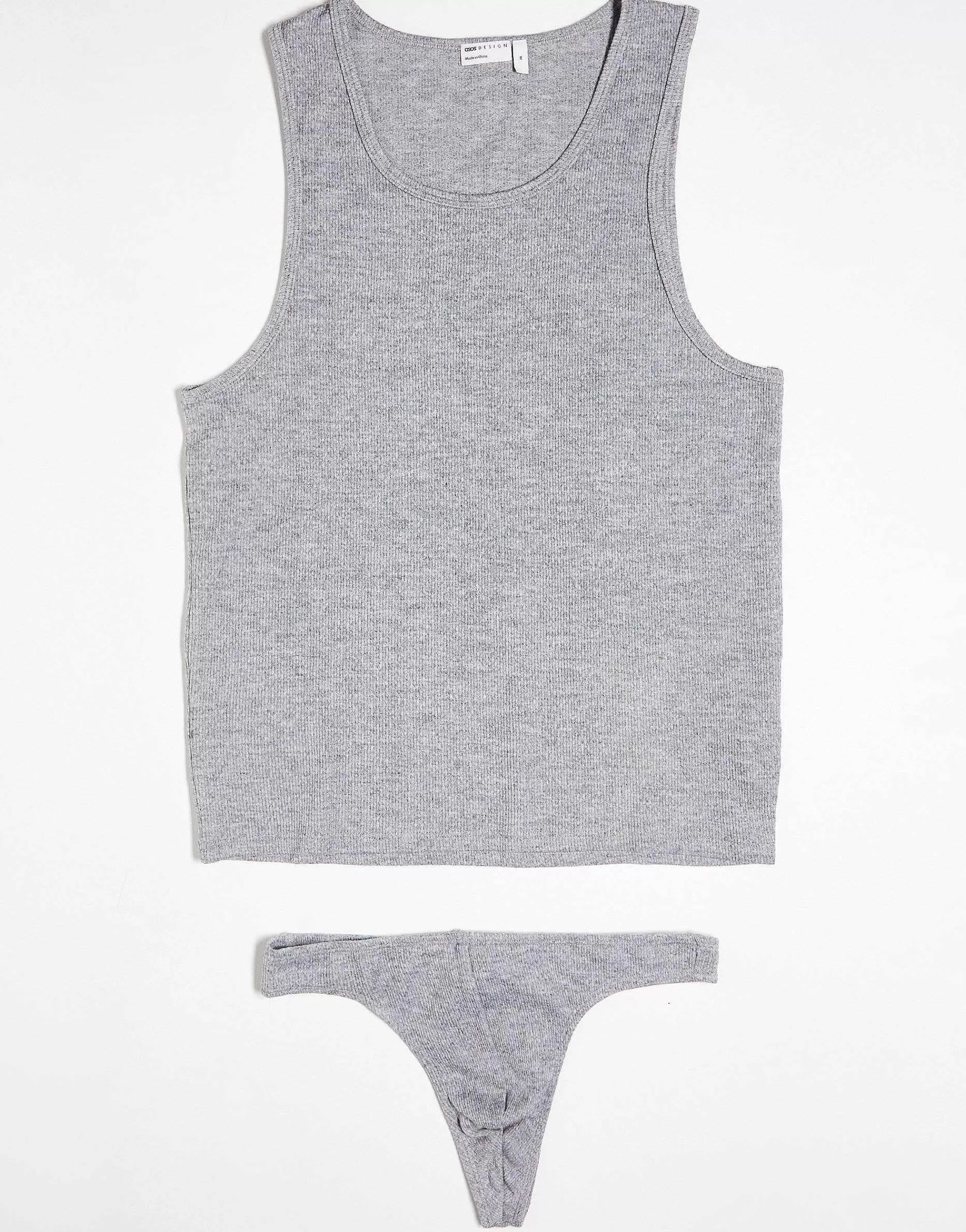 Men DESIGN Underwear Set With Vest And Thong In Super Soft Rib