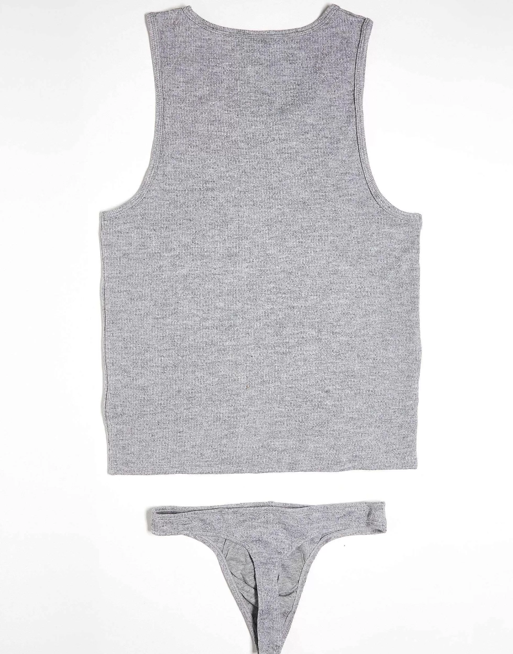 Men DESIGN Underwear Set With Vest And Thong In Super Soft Rib