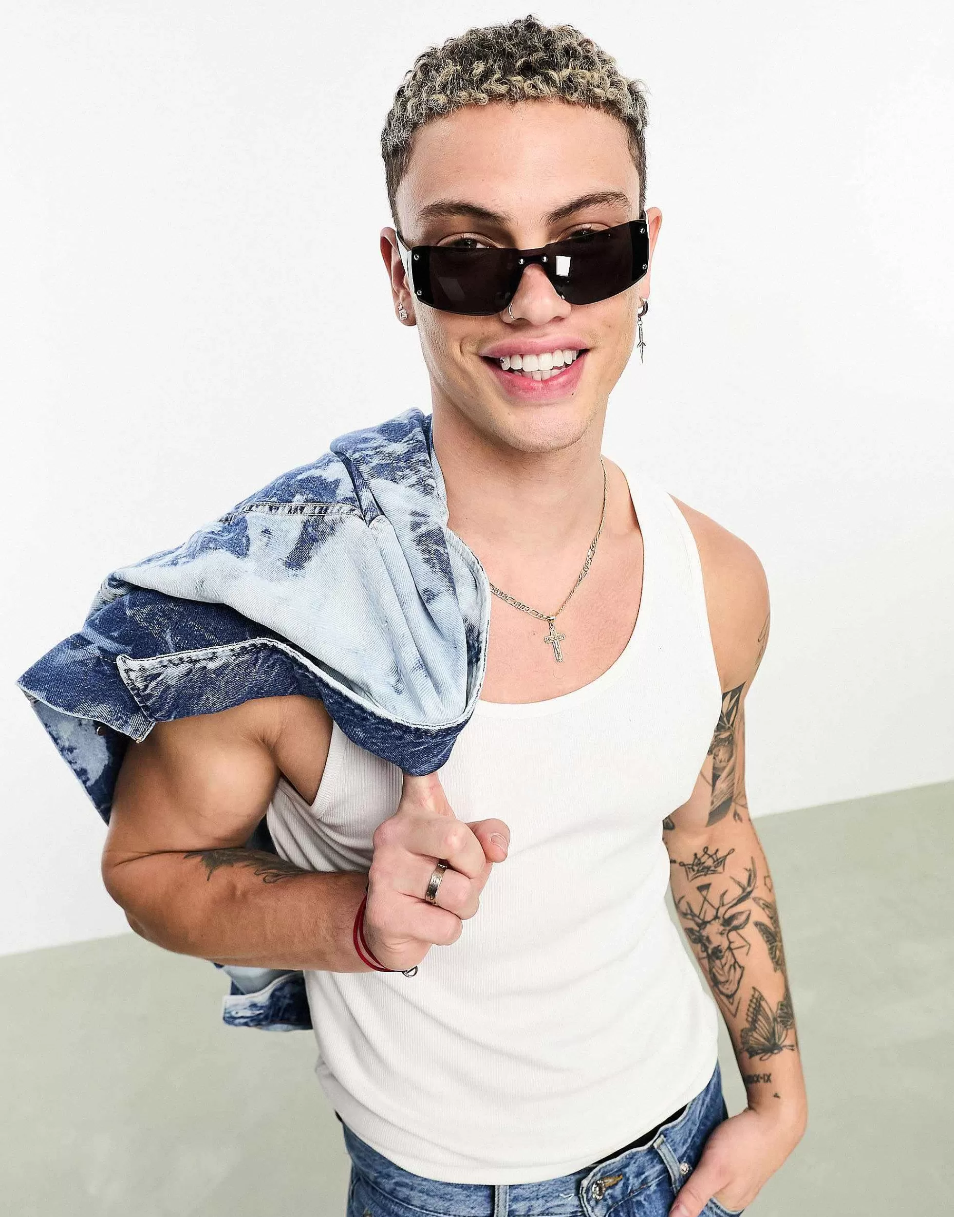 Men DESIGN Visor Sunglasses In