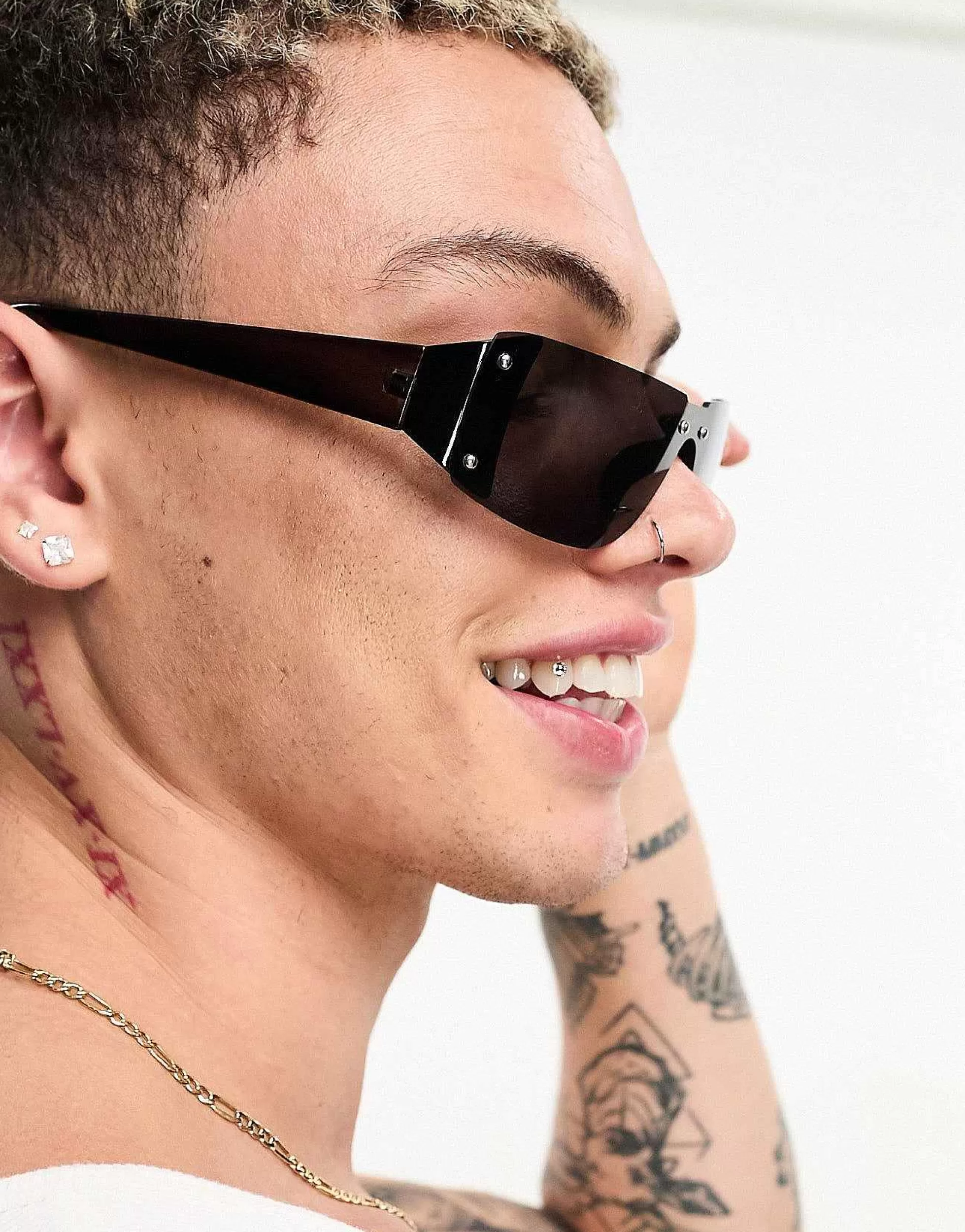 Men DESIGN Visor Sunglasses In