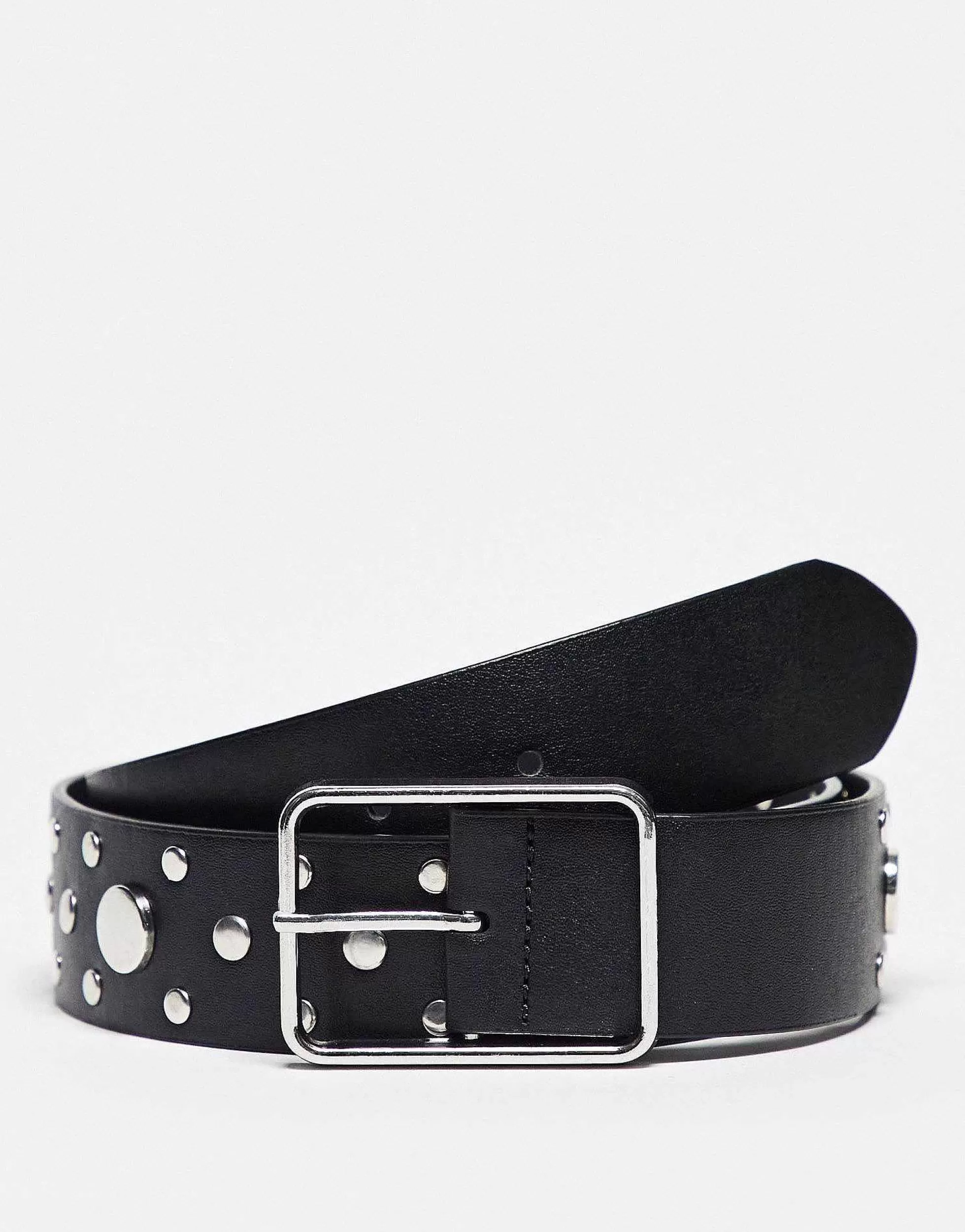 Women DESIGN Waist And Hip Jeans Belt With Studding And Square Buckle