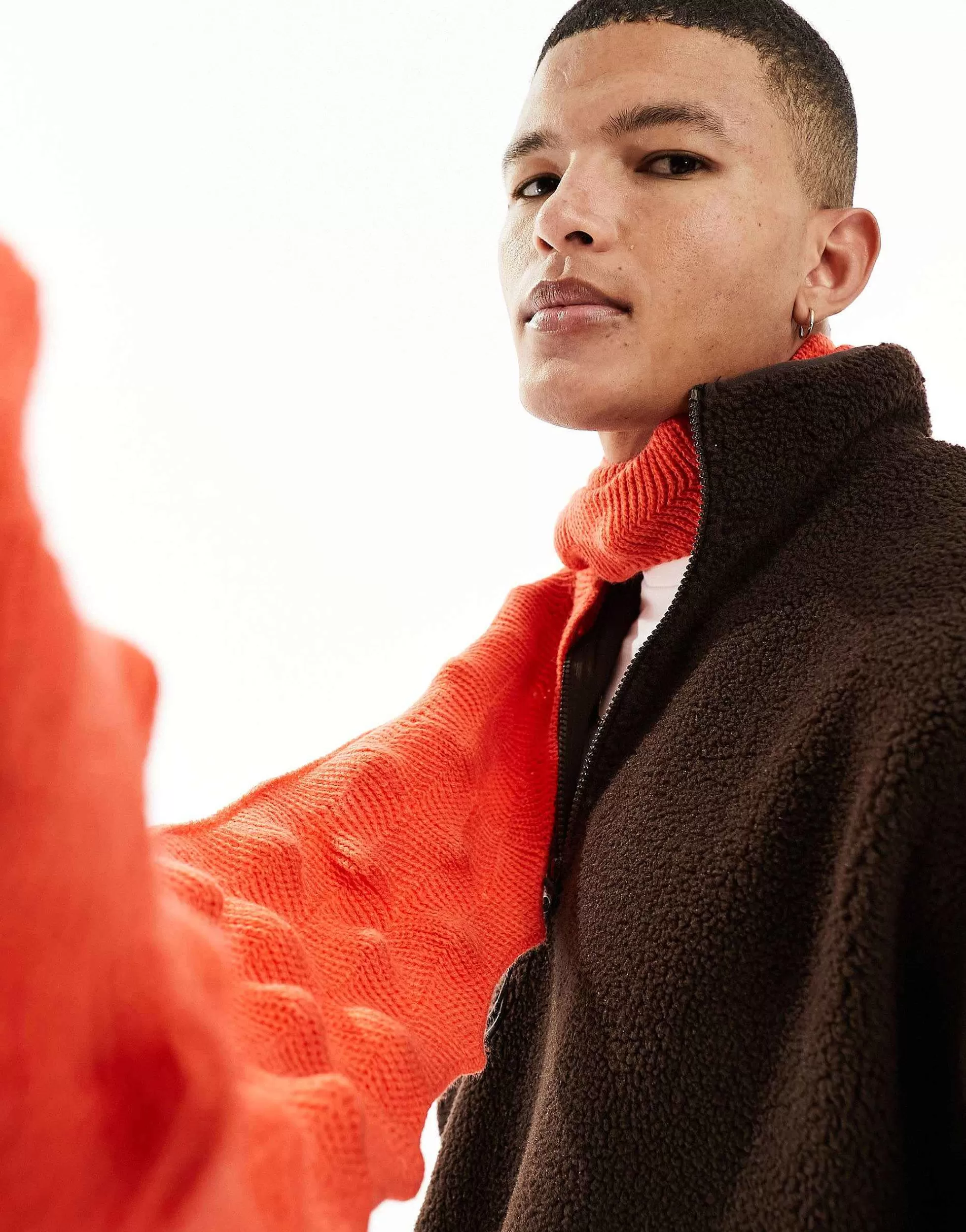 Men DESIGN Warped Scarf In Warm Knit