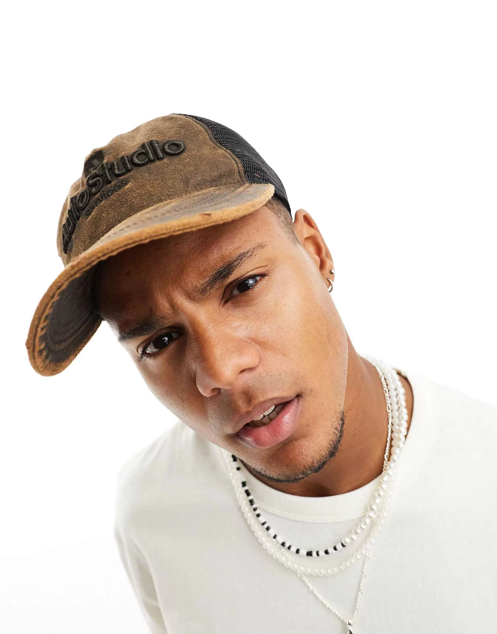 Men DESIGN Waxed Trucker Cap In Washed