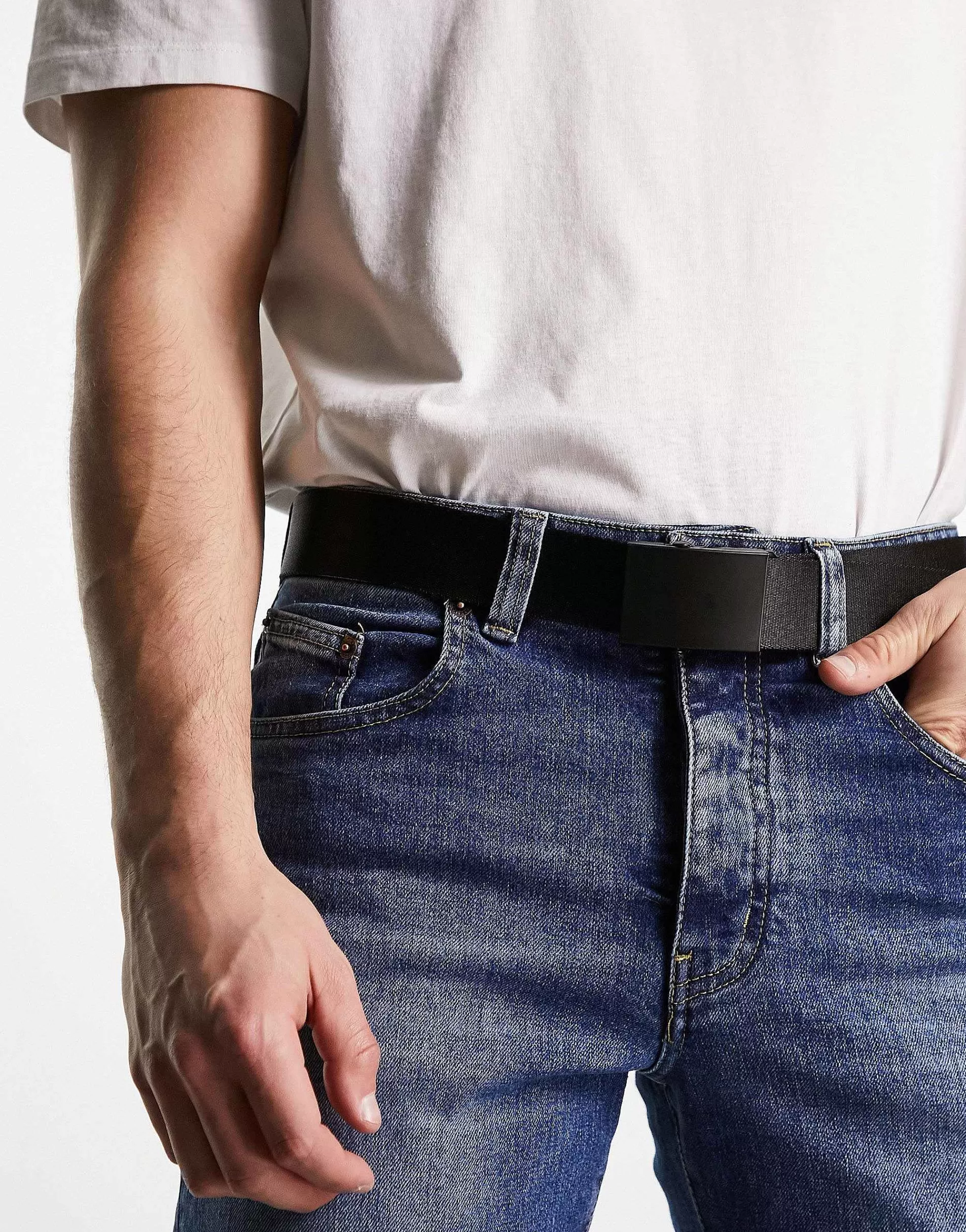 Men DESIGN Webbing Belt With Matte Buckle In