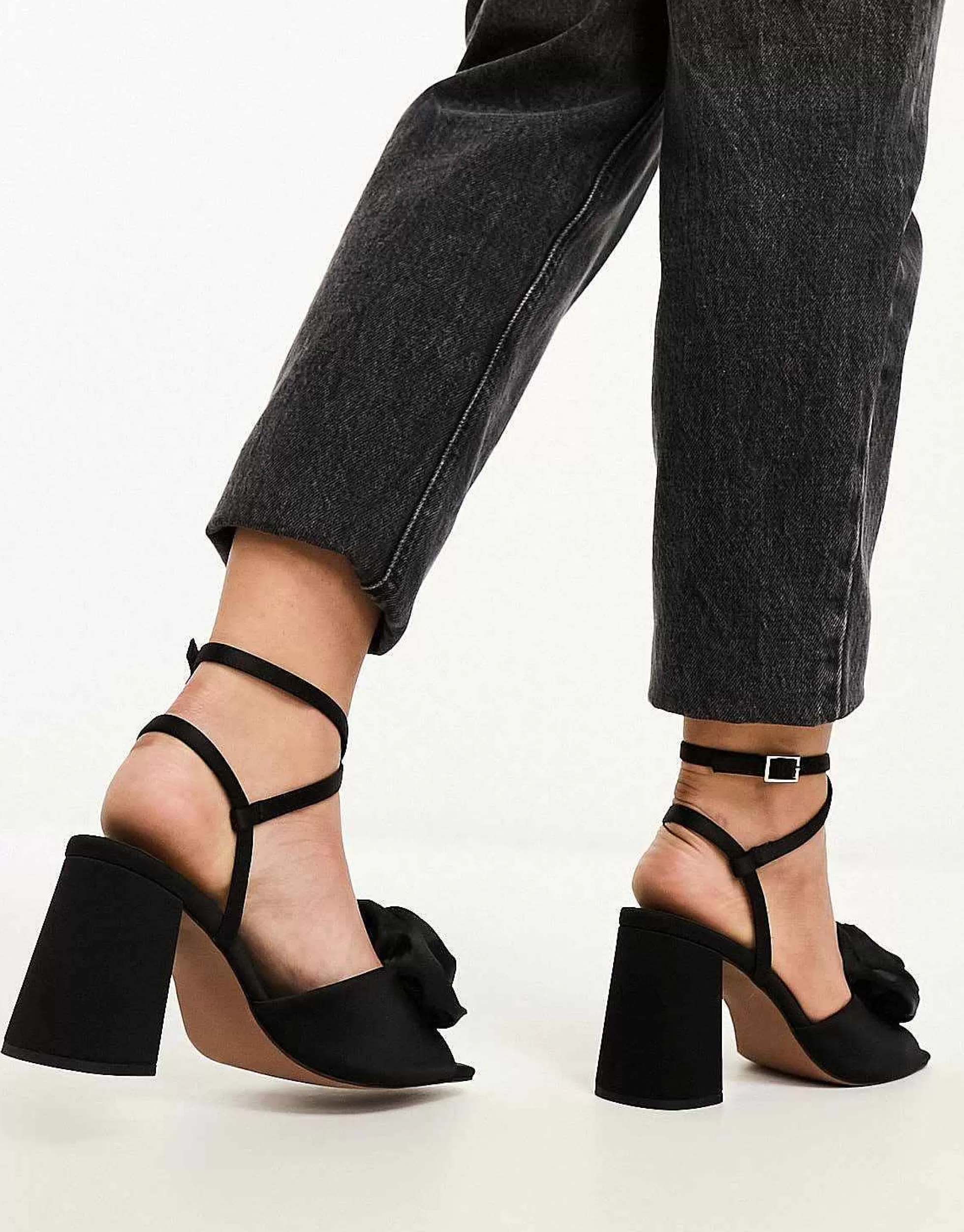 Women DESIGN Wide Fit Heather Corsage Mid Heeled Sandals In Black