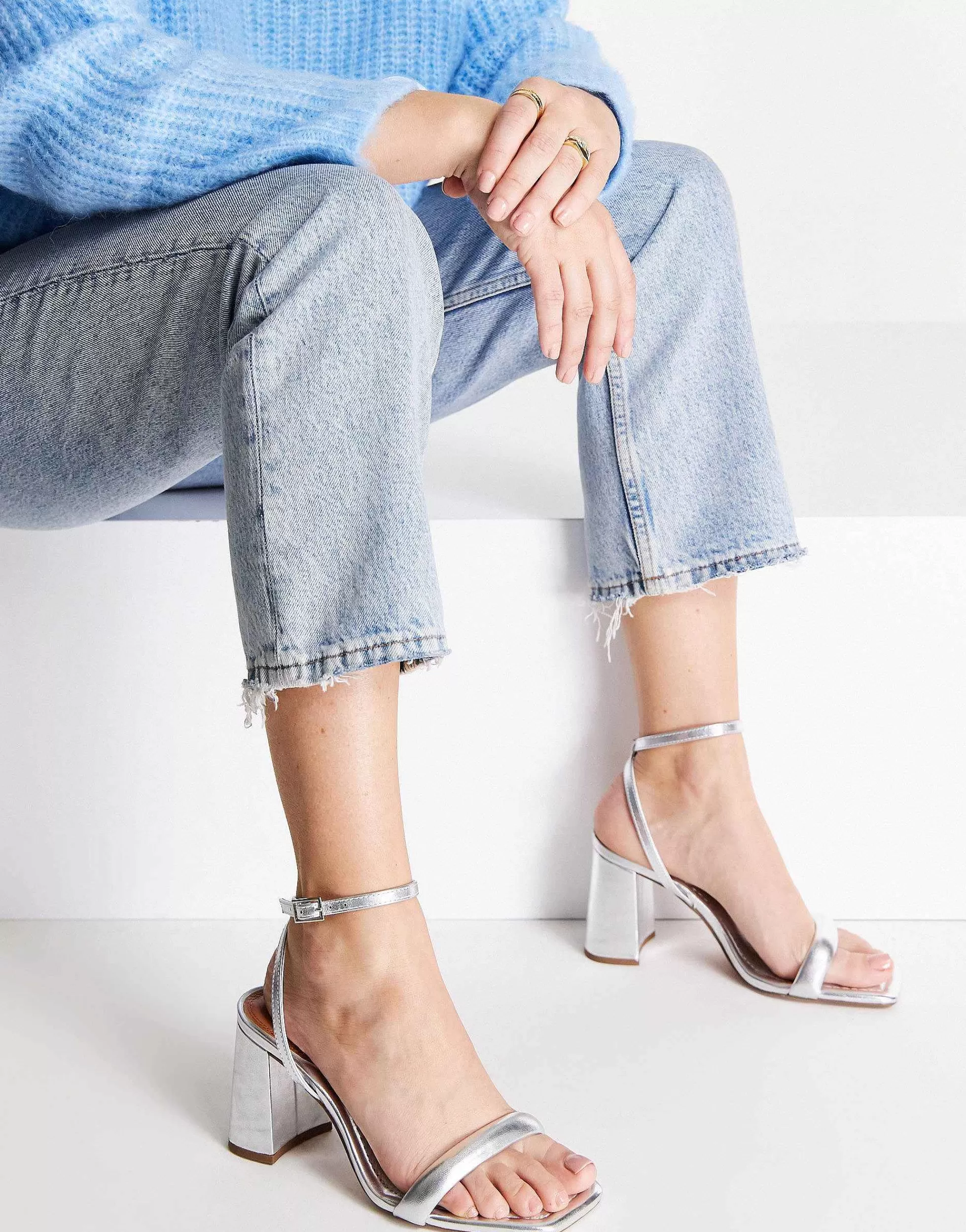 Women DESIGN Wide Fit Hilton Barely There Block Heeled Sandals In