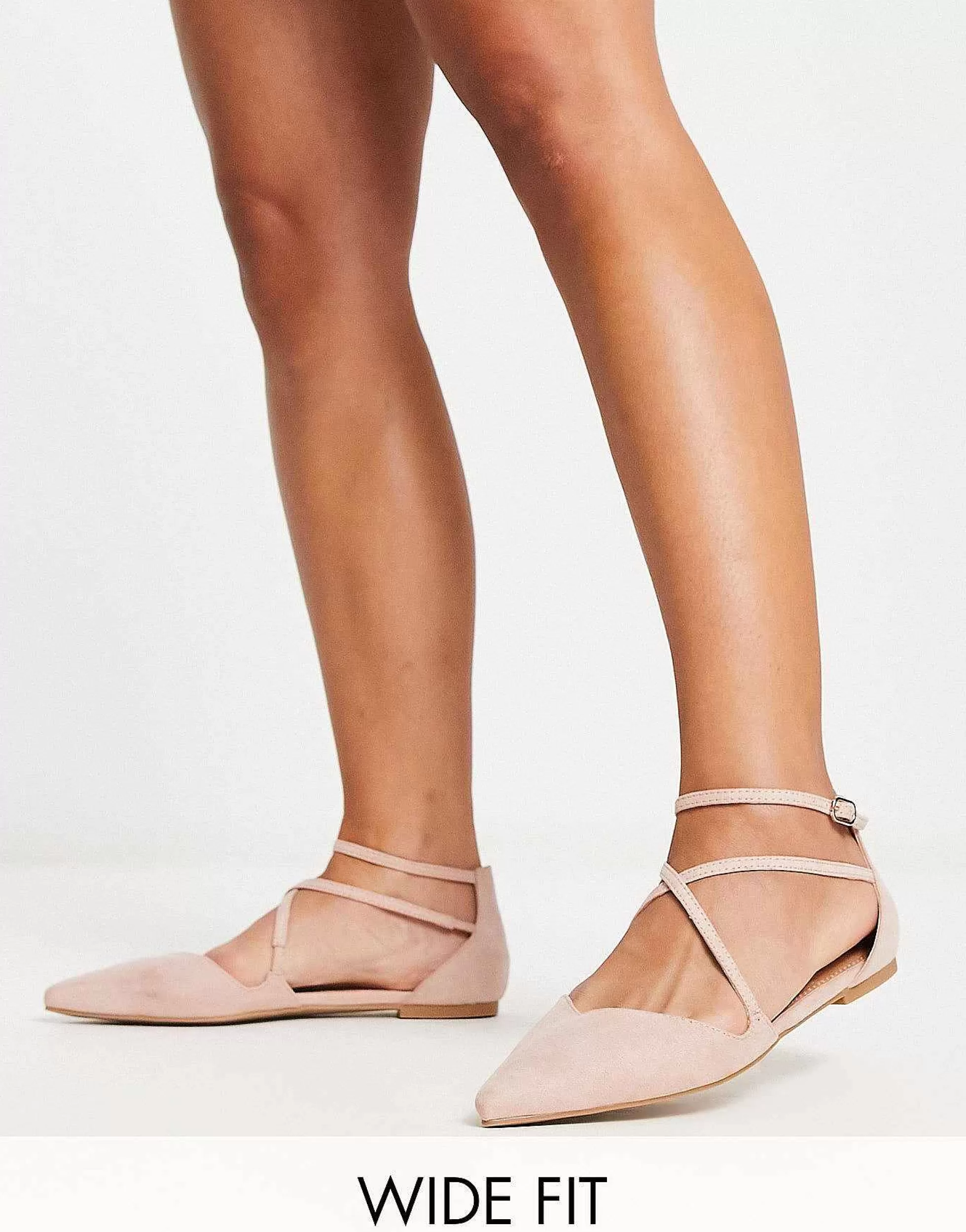 Women DESIGN Wide Fit Larna Pointed Ballet Flats In