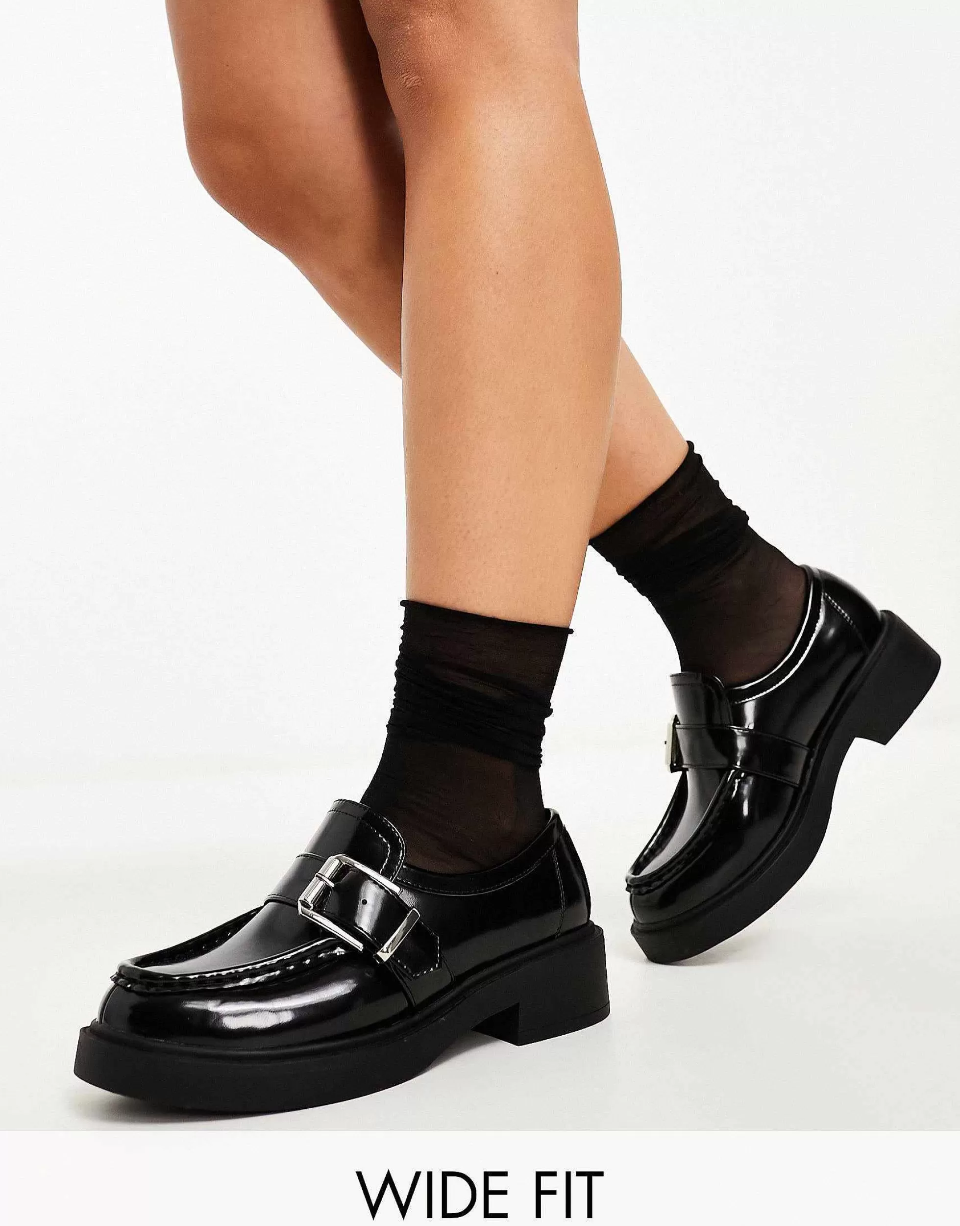 Women DESIGN Wide Fit Magnolia Side Buckle Loafer In