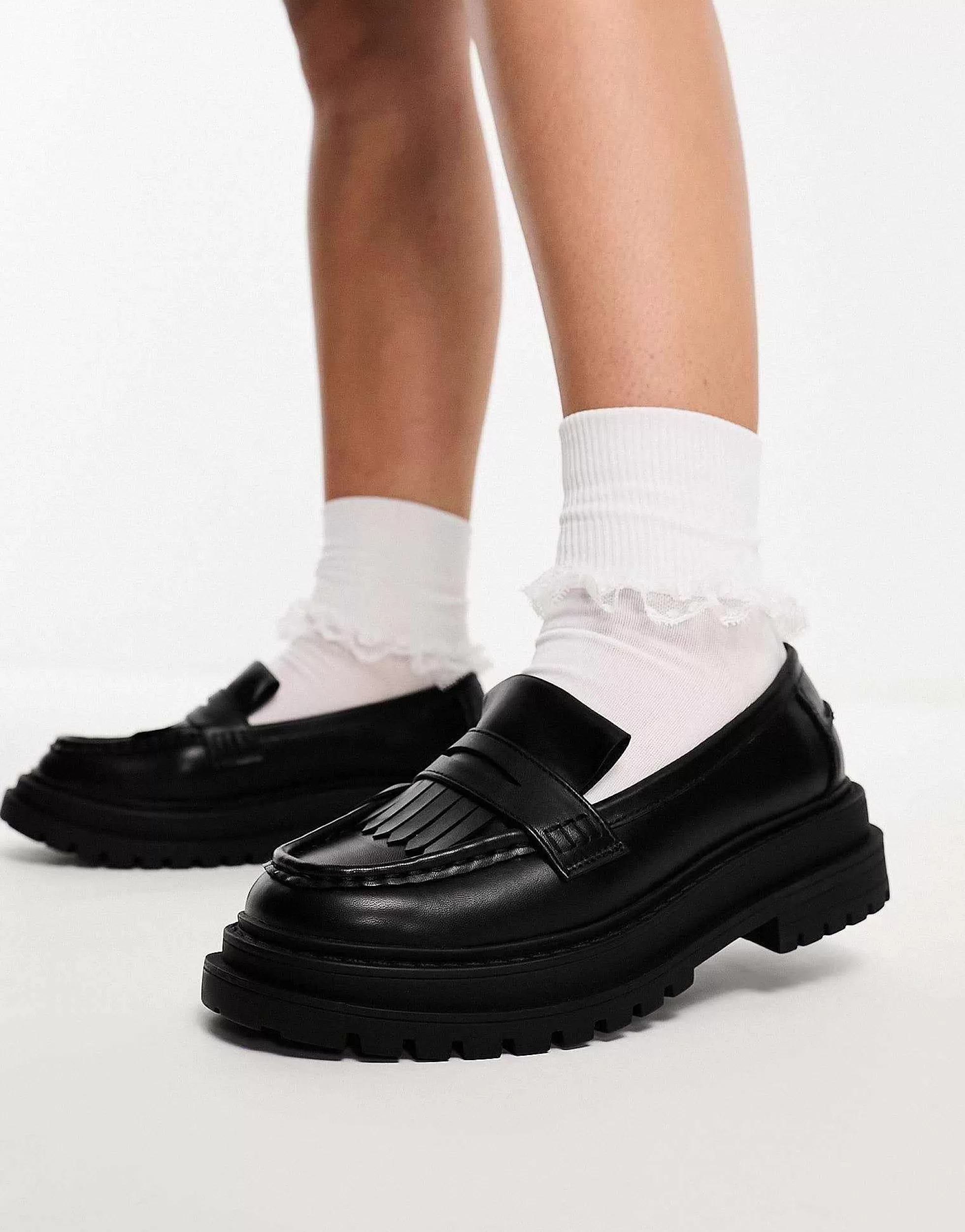 Women DESIGN Wide Fit Majesty Chunky Fringe Loafer In