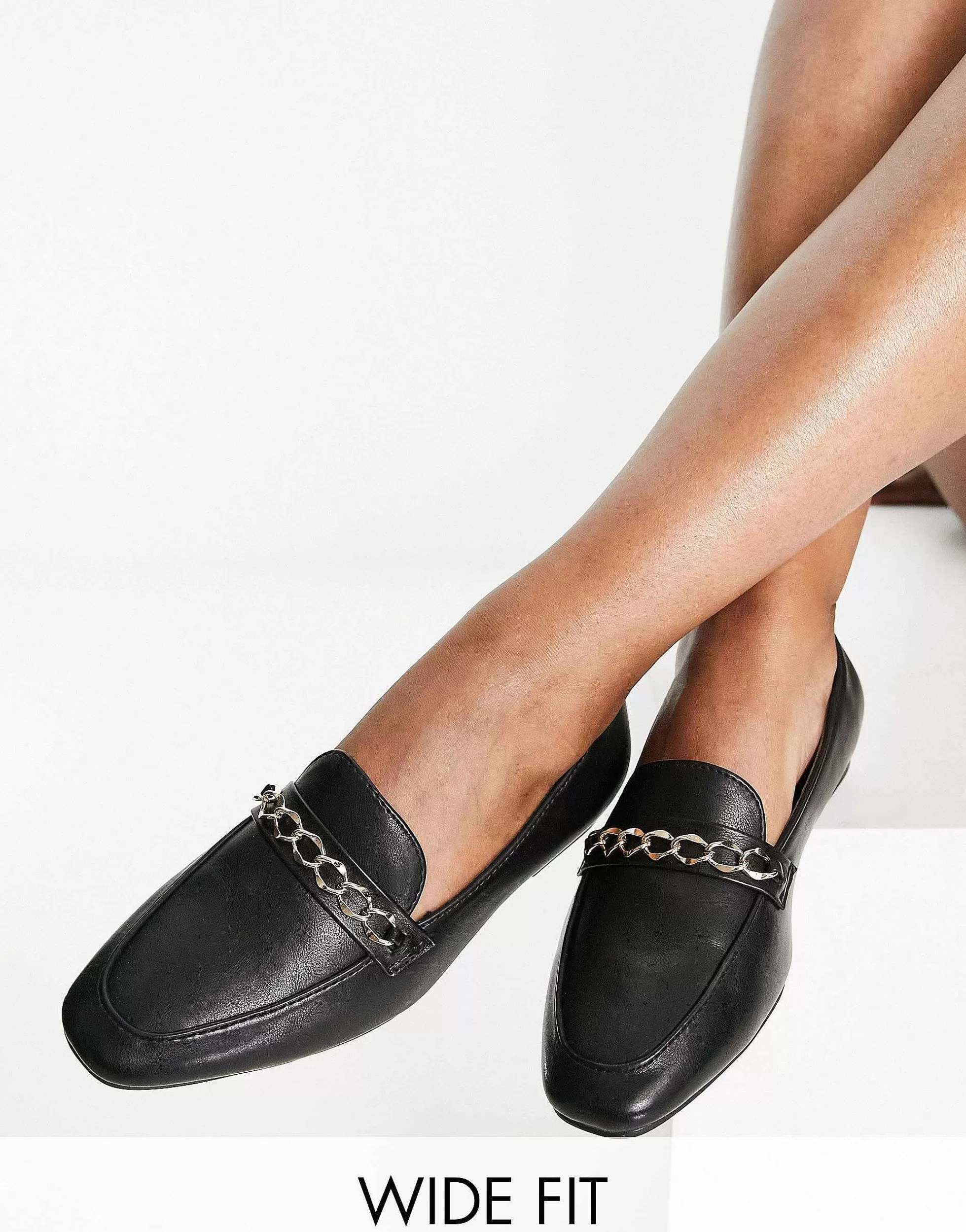 Women DESIGN Wide Fit Mingle Chain Loafers In