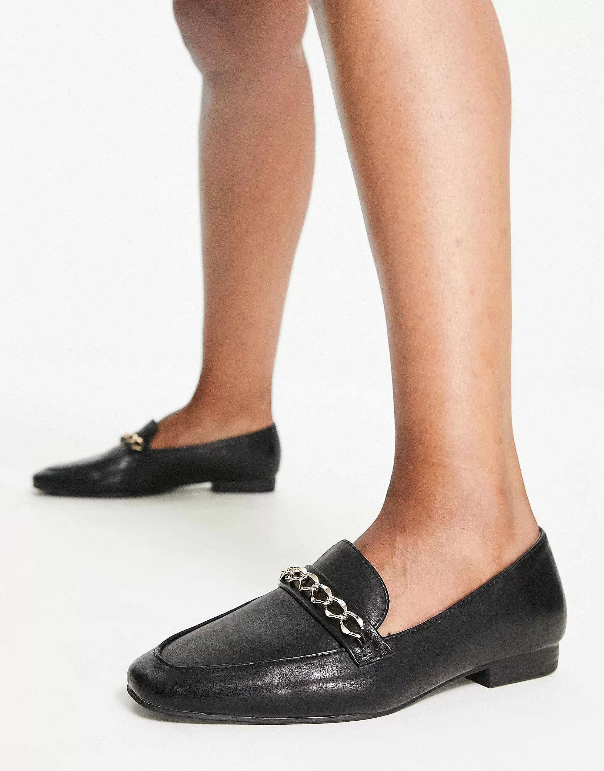Women DESIGN Wide Fit Mingle Chain Loafers In