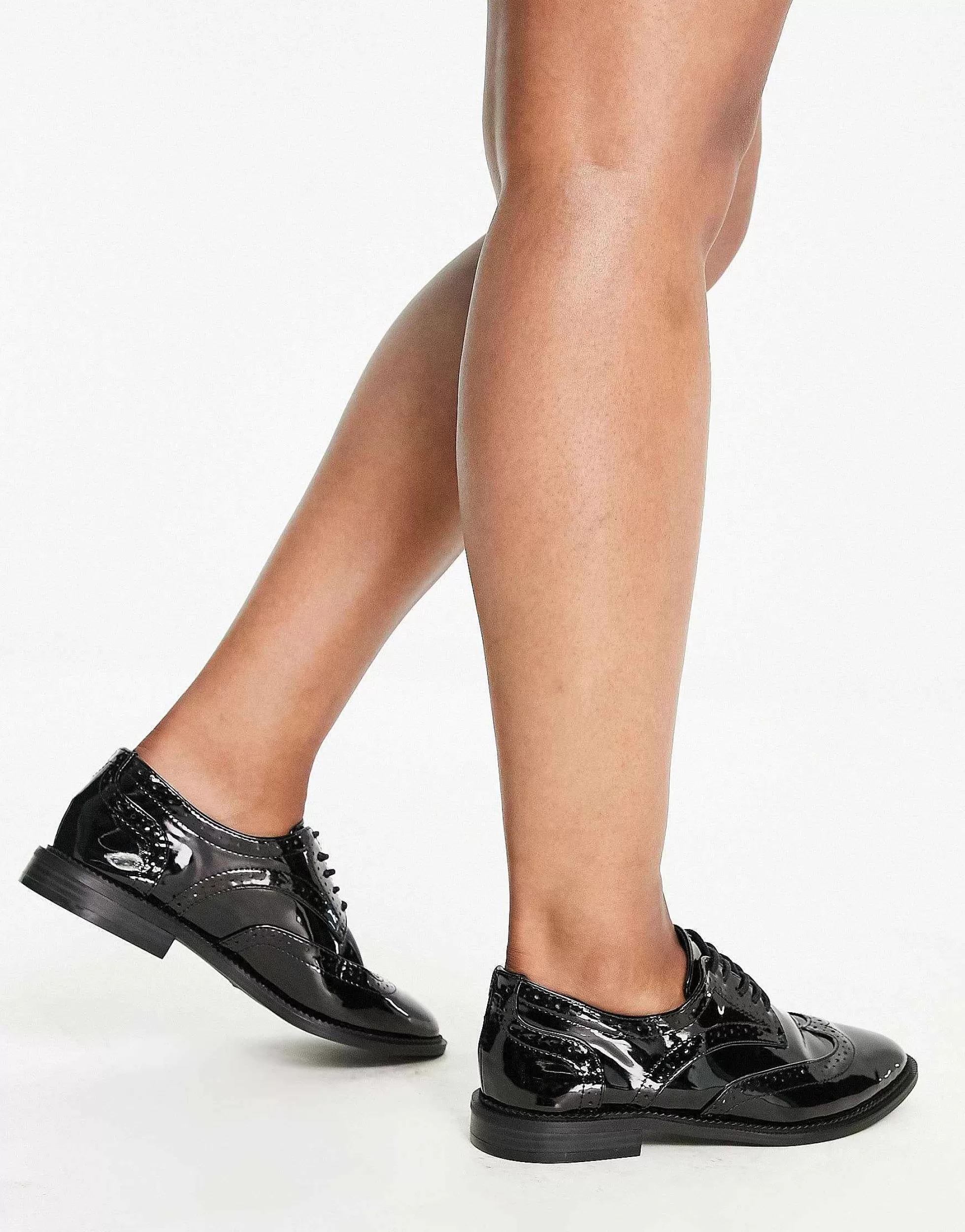 Women DESIGN Wide Fit More Flat Lace Up Shoes In