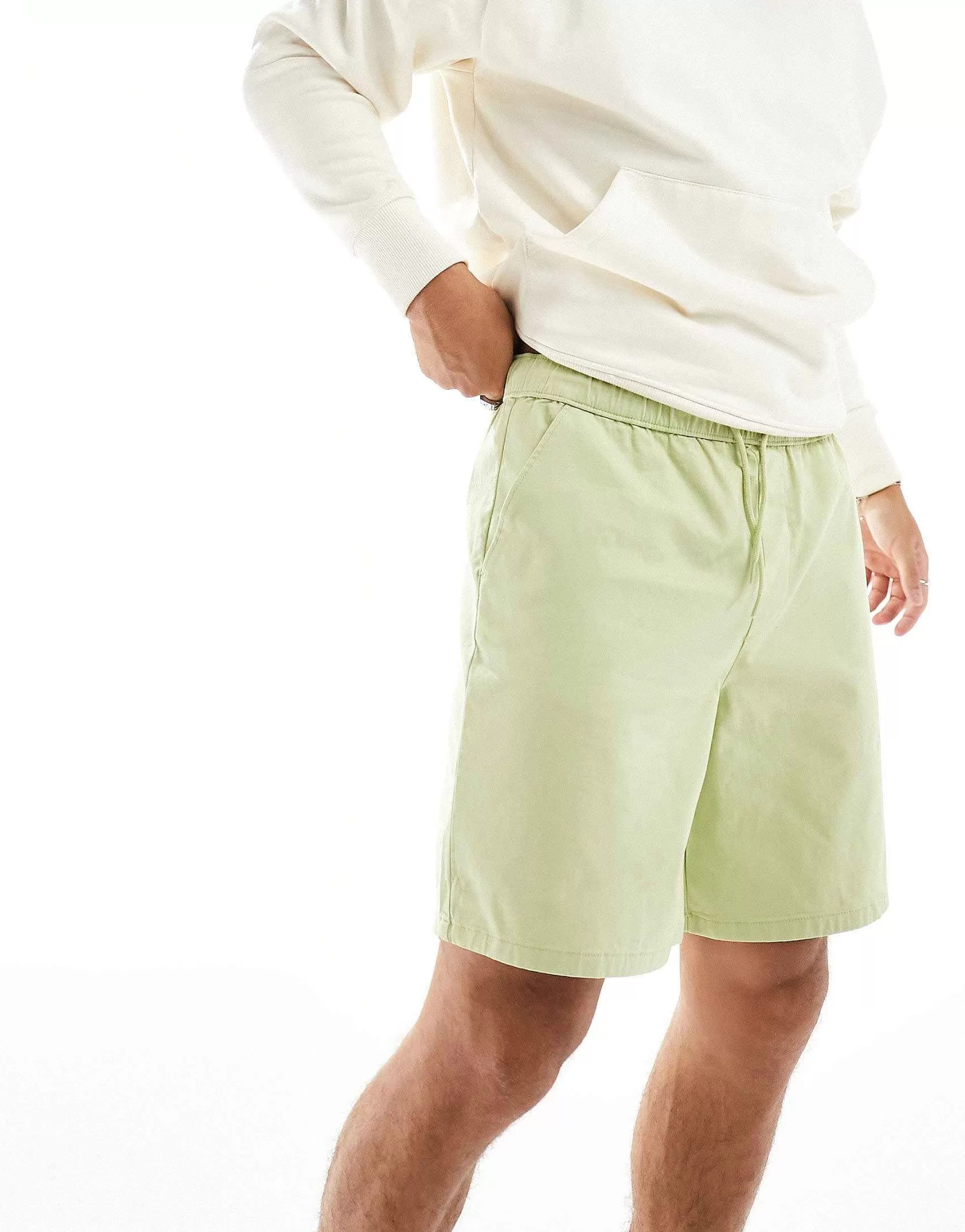 Men DESIGN Wide Shorts In Regular Length In Sage