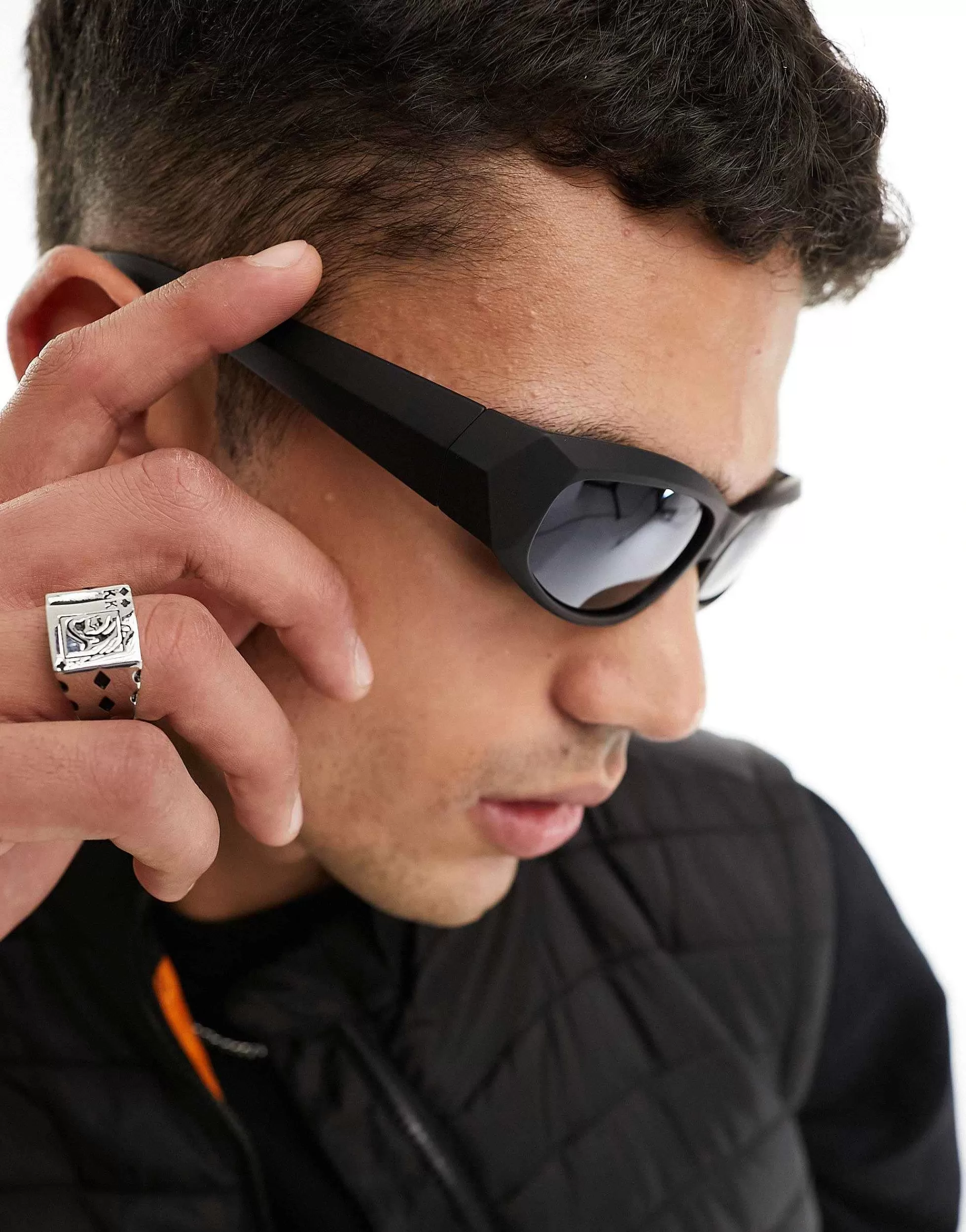 Men DESIGN Wrap Around Racer Sunglasses In Matte