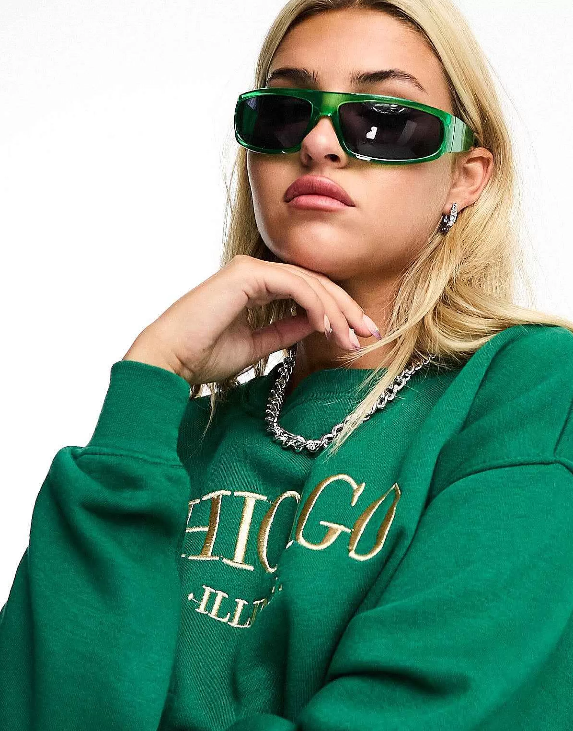 Women DESIGN Wrap Visor Sunglasses In Crystal