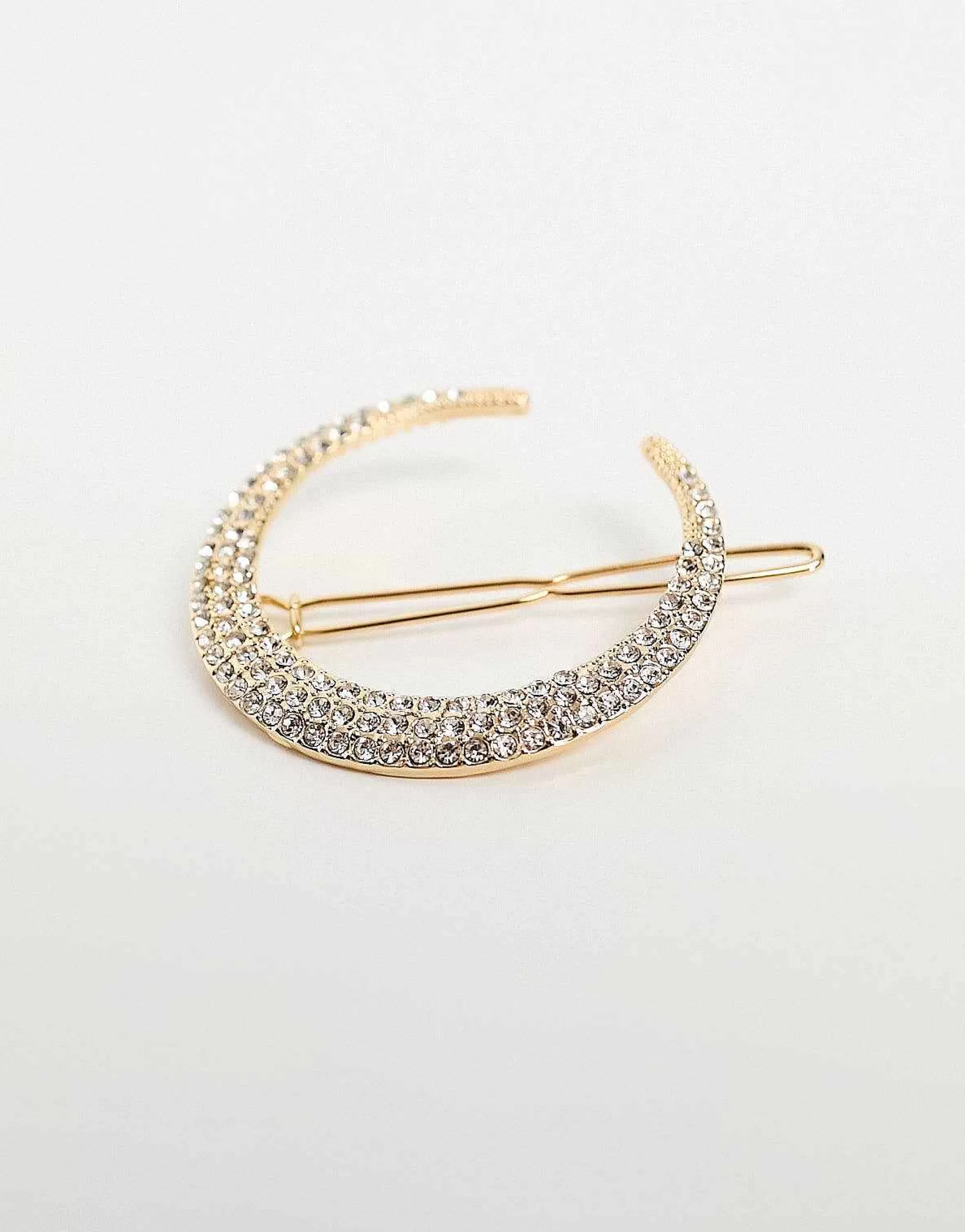 Women DesignB London Crescent Hair Clip With Rhinestones In