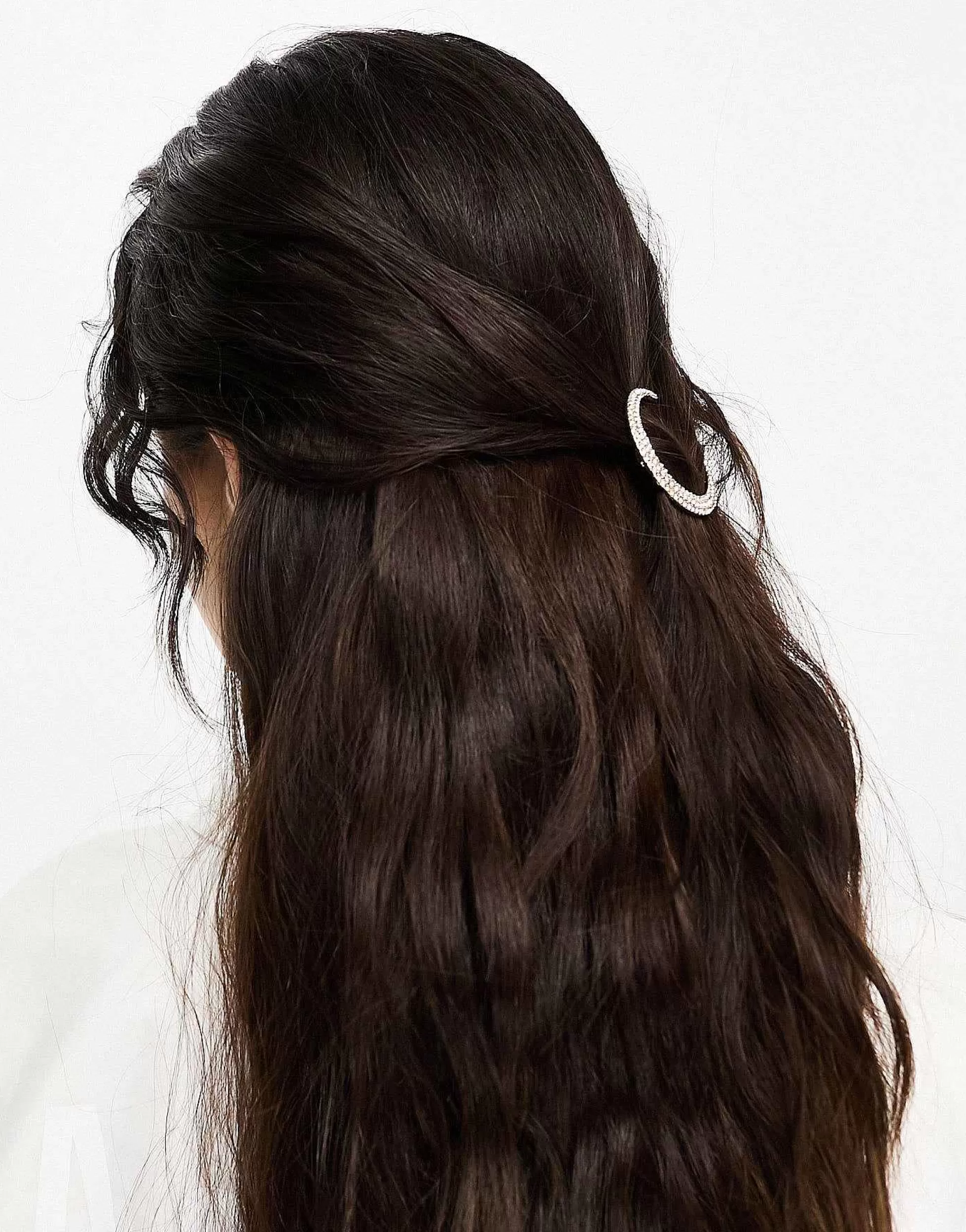 Women DesignB London Crescent Hair Clip With Rhinestones In