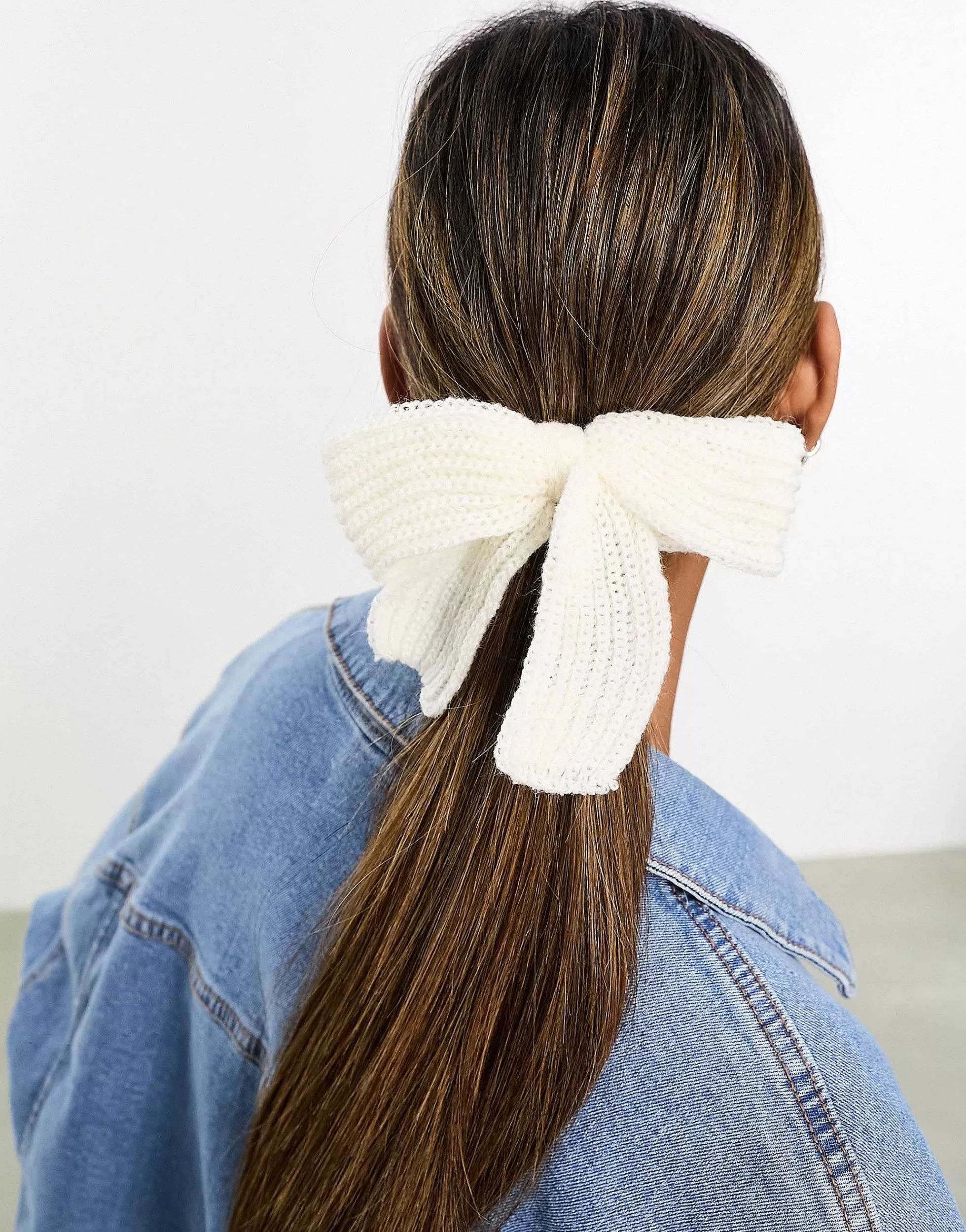 Women DesignB London Knitted Bow Hair Tie In