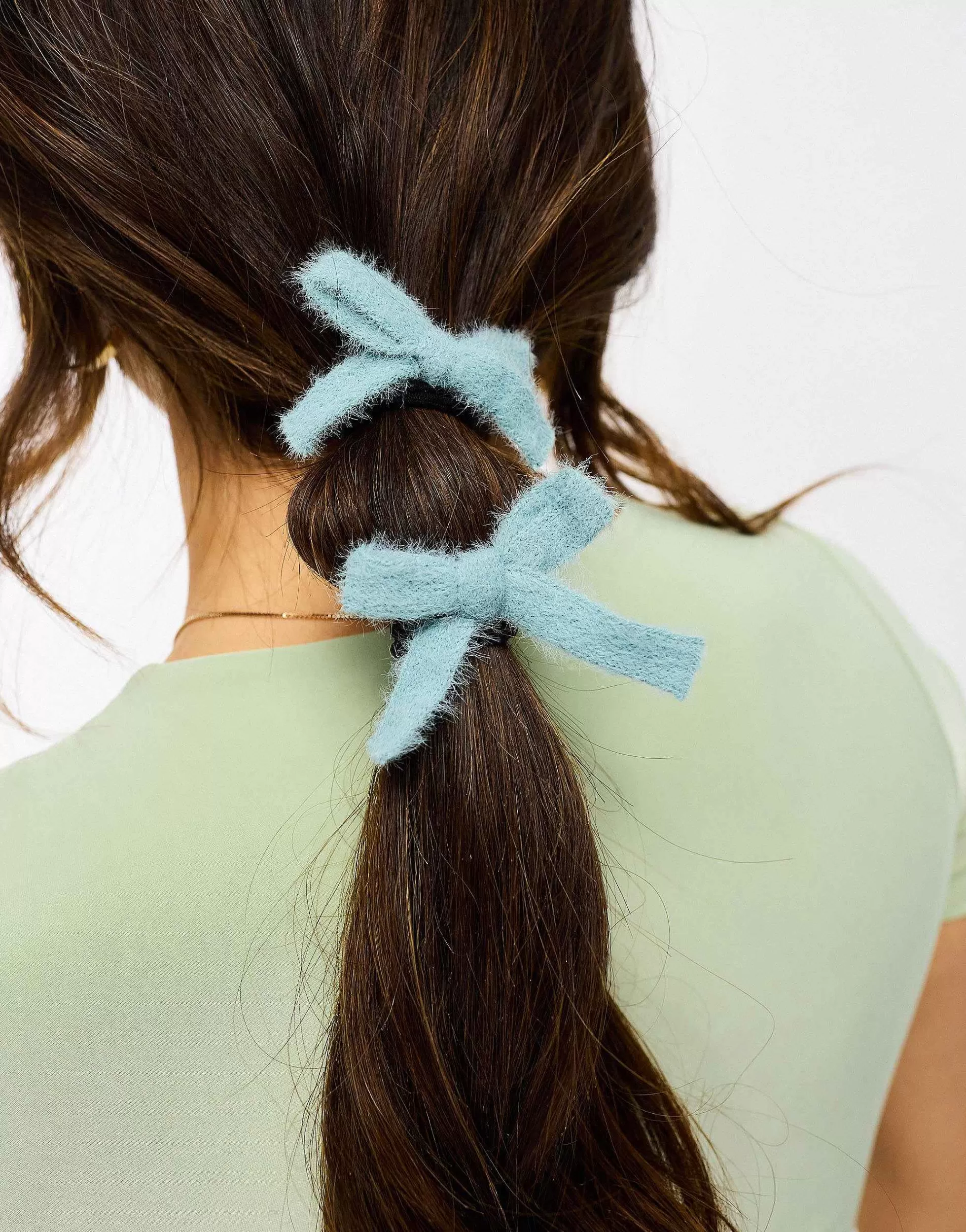 Women DesignB London Knitted Hair Ribbon In Sage